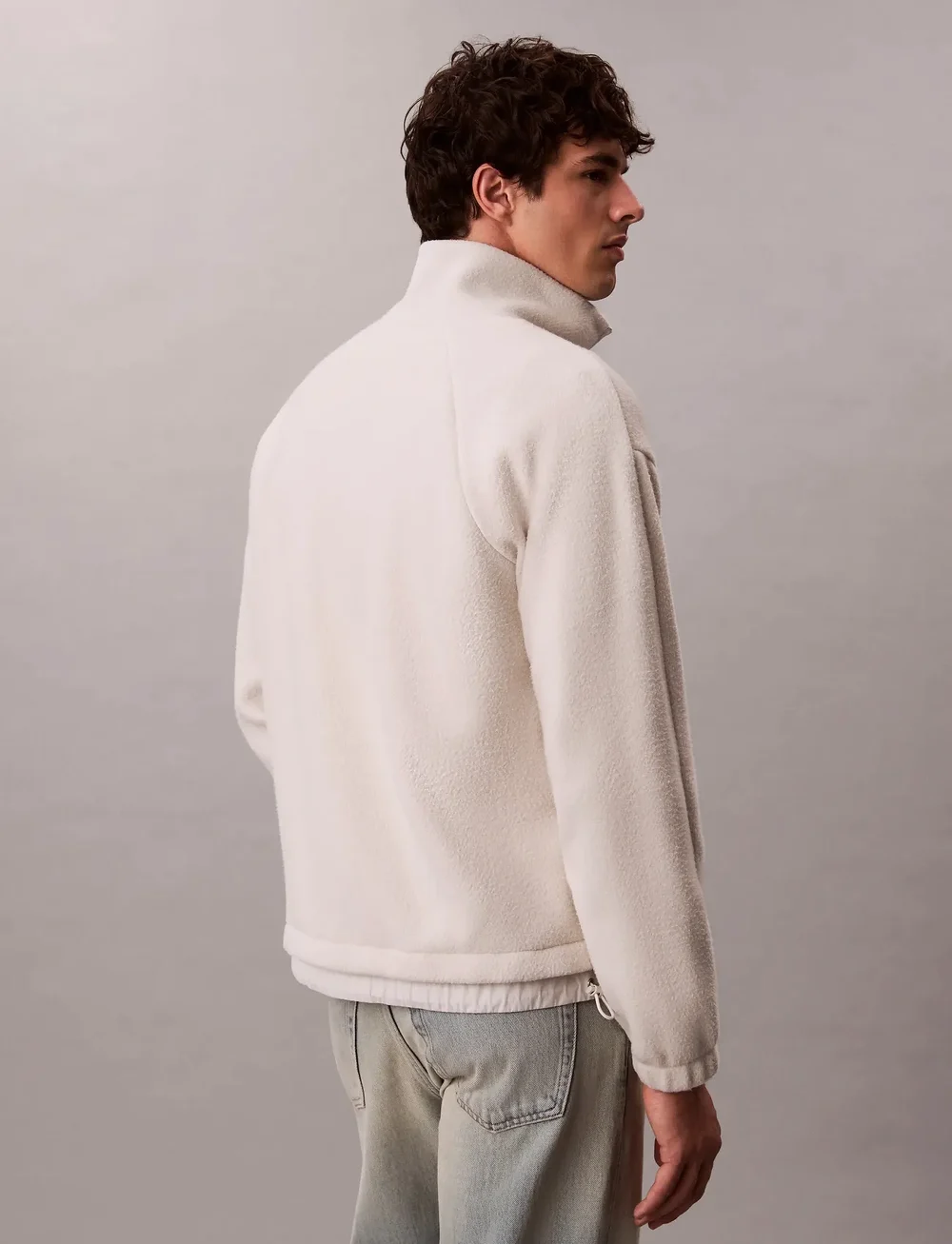 Calvin Klein - POLAR FLEECE RIB MOCK NECK QTR Z - krulluflíspeysur - chalk - 2