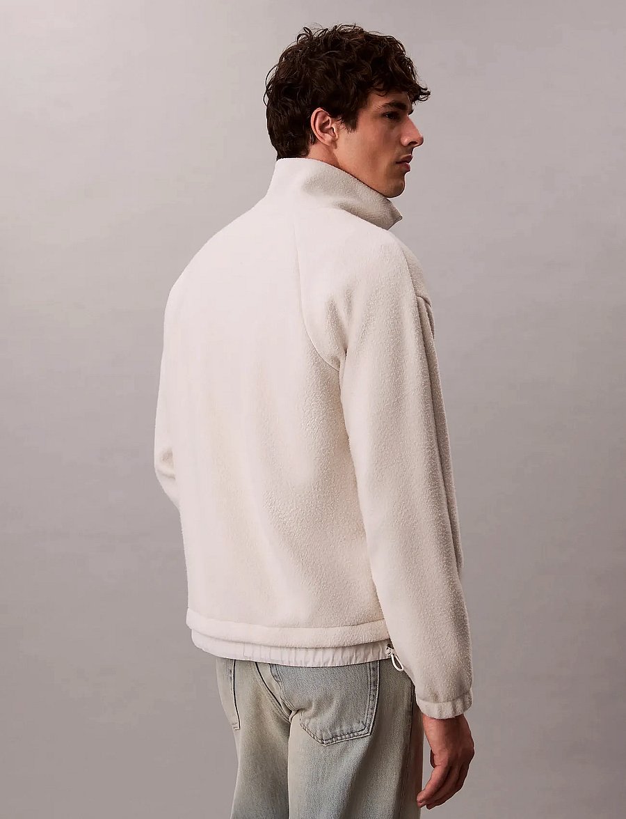Calvin Klein - POLAR FLEECE RIB MOCK NECK QTR Z - teddy sweaters - chalk - 2