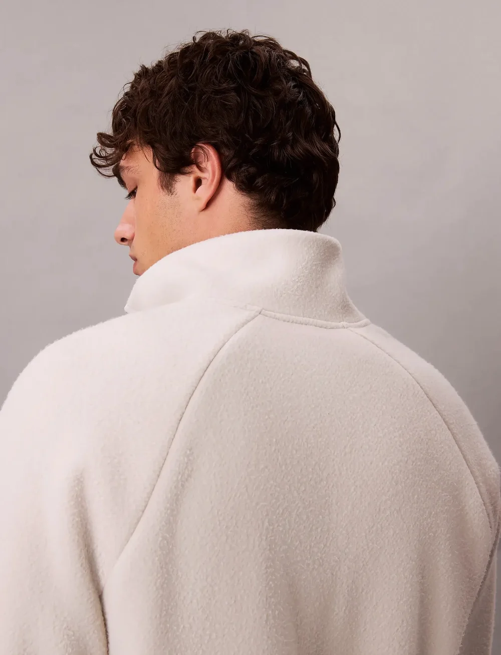 Calvin Klein - POLAR FLEECE RIB MOCK NECK QTR Z - krulluflíspeysur - chalk - 4