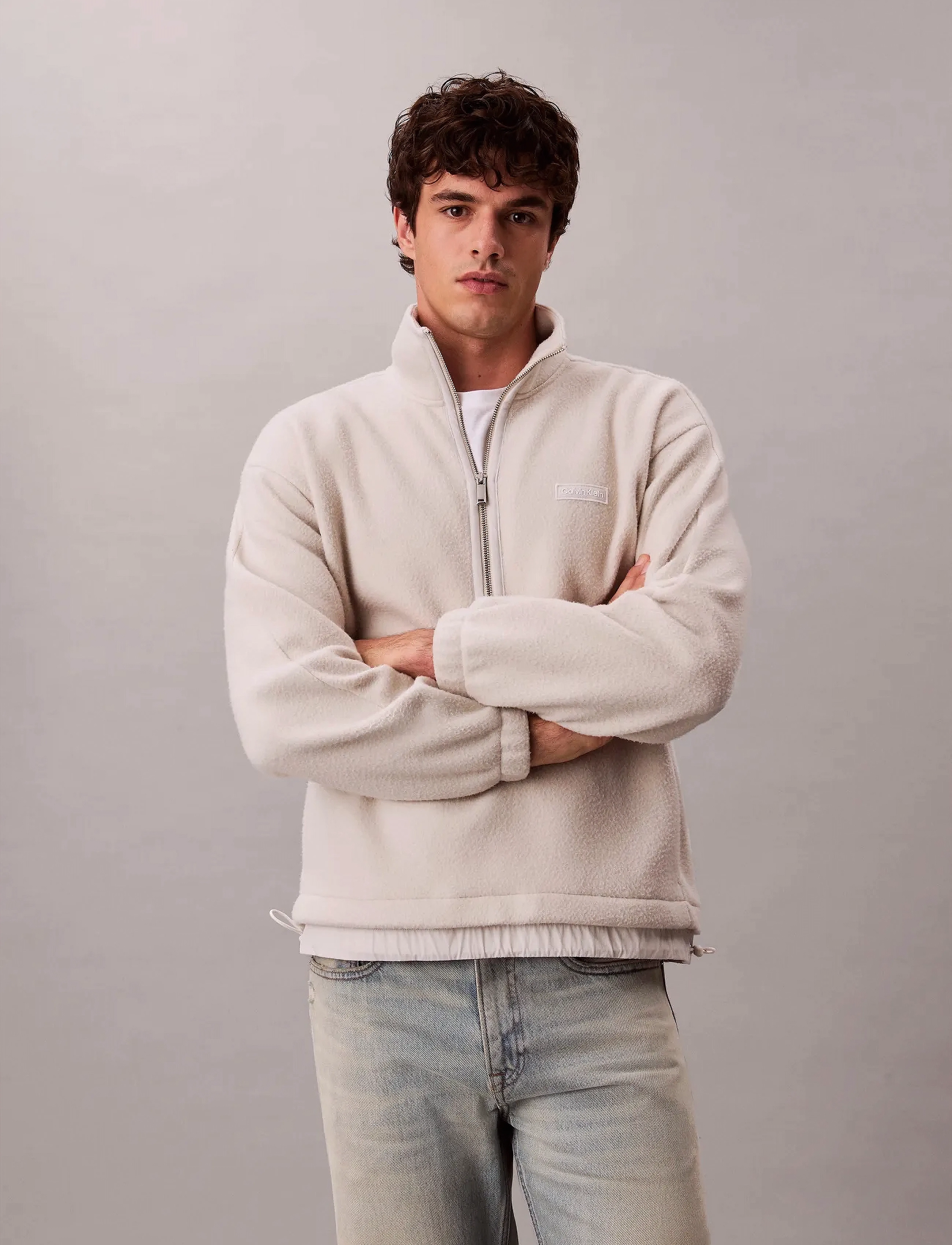 Calvin Klein - POLAR FLEECE RIB MOCK NECK QTR Z - teddy-pullover - chalk - 5