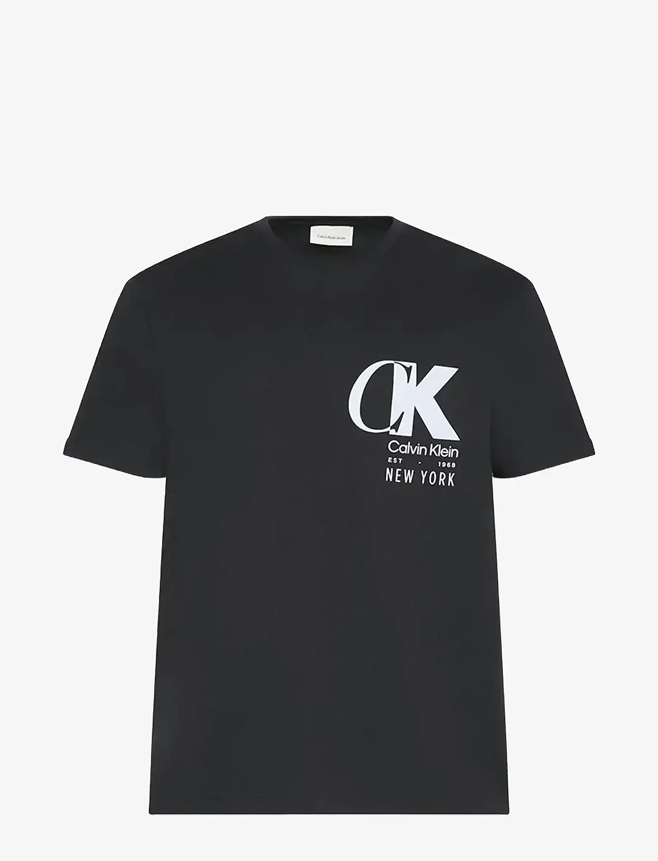 Calvin Klein - SS 20S EU CK OVERLAP GRAPHIC TEE - herbstliche kleidung - black - 0