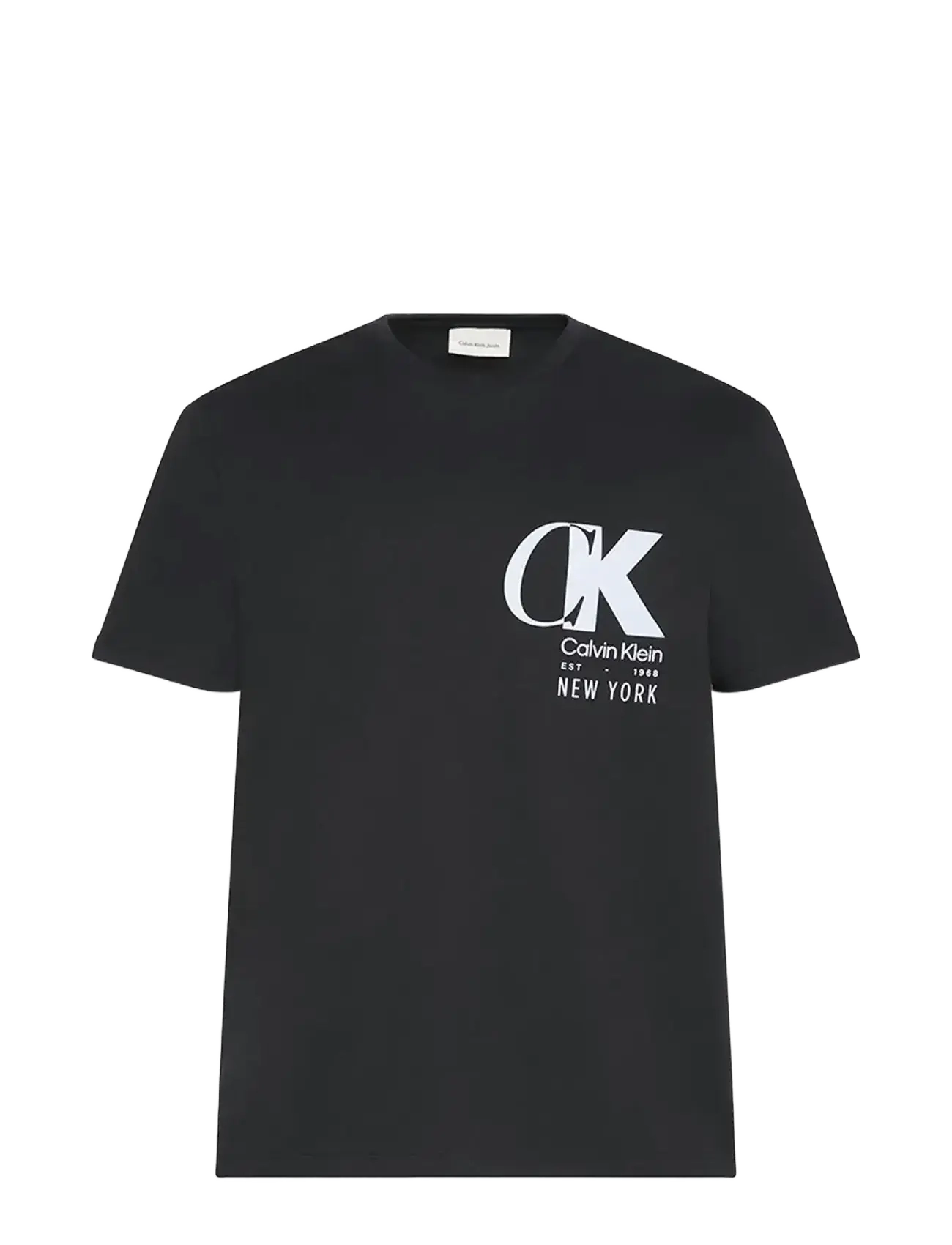 Calvin Klein SS 20S EU CK OVERLAP GRAPHIC TEE - T-särgid - BLACK / black