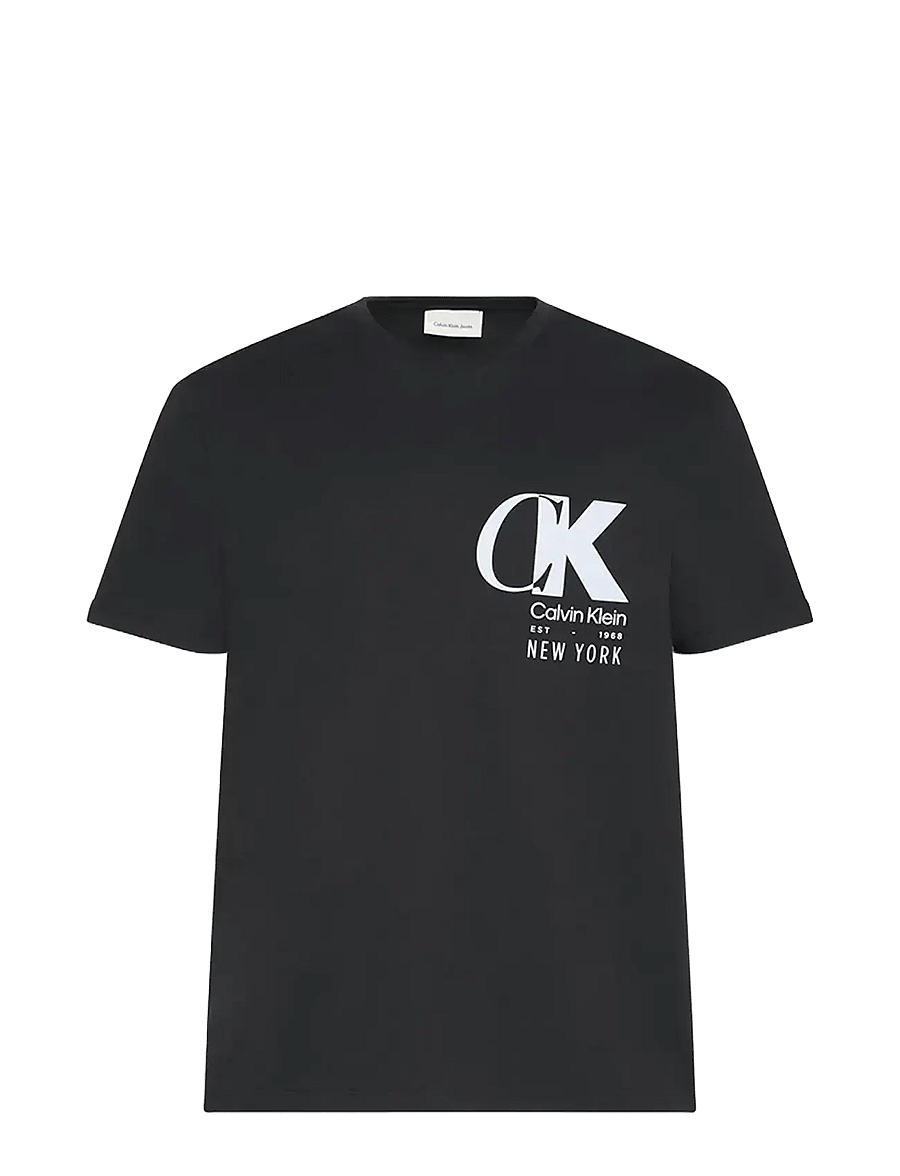 Calvin Klein - SS 20S EU CK OVERLAP GRAPHIC TEE - lühikeste varrukatega t-särgid - black - 1
