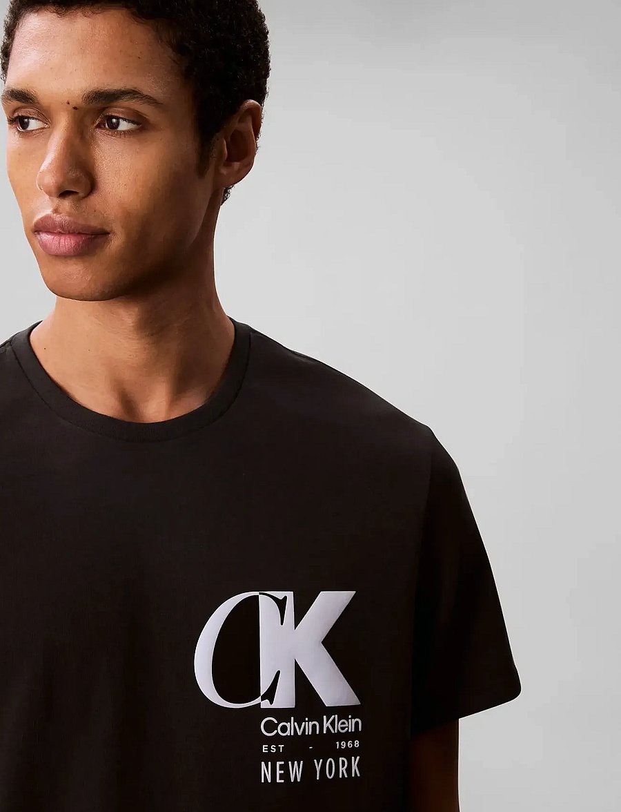 Calvin Klein - SS 20S EU CK OVERLAP GRAPHIC TEE - lühikeste varrukatega t-särgid - black - 4