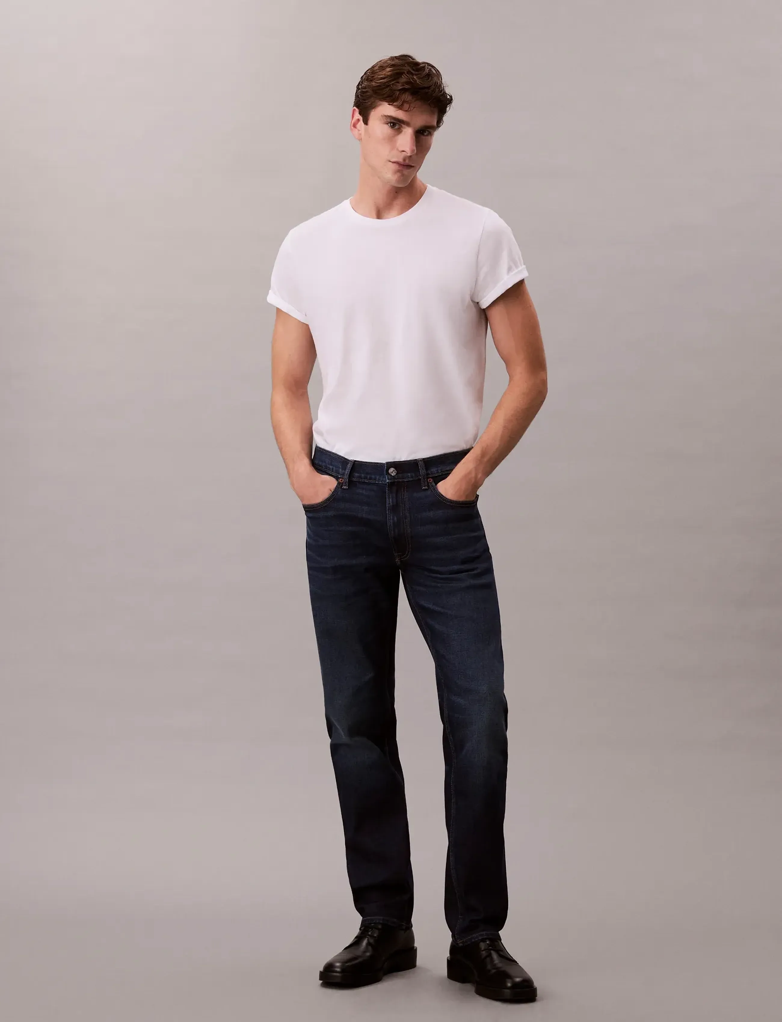 Calvin Klein Slim Straight Dark Casper Jean, Mænd, Slim Straight Jeans, Navy, Str: 32 x 32