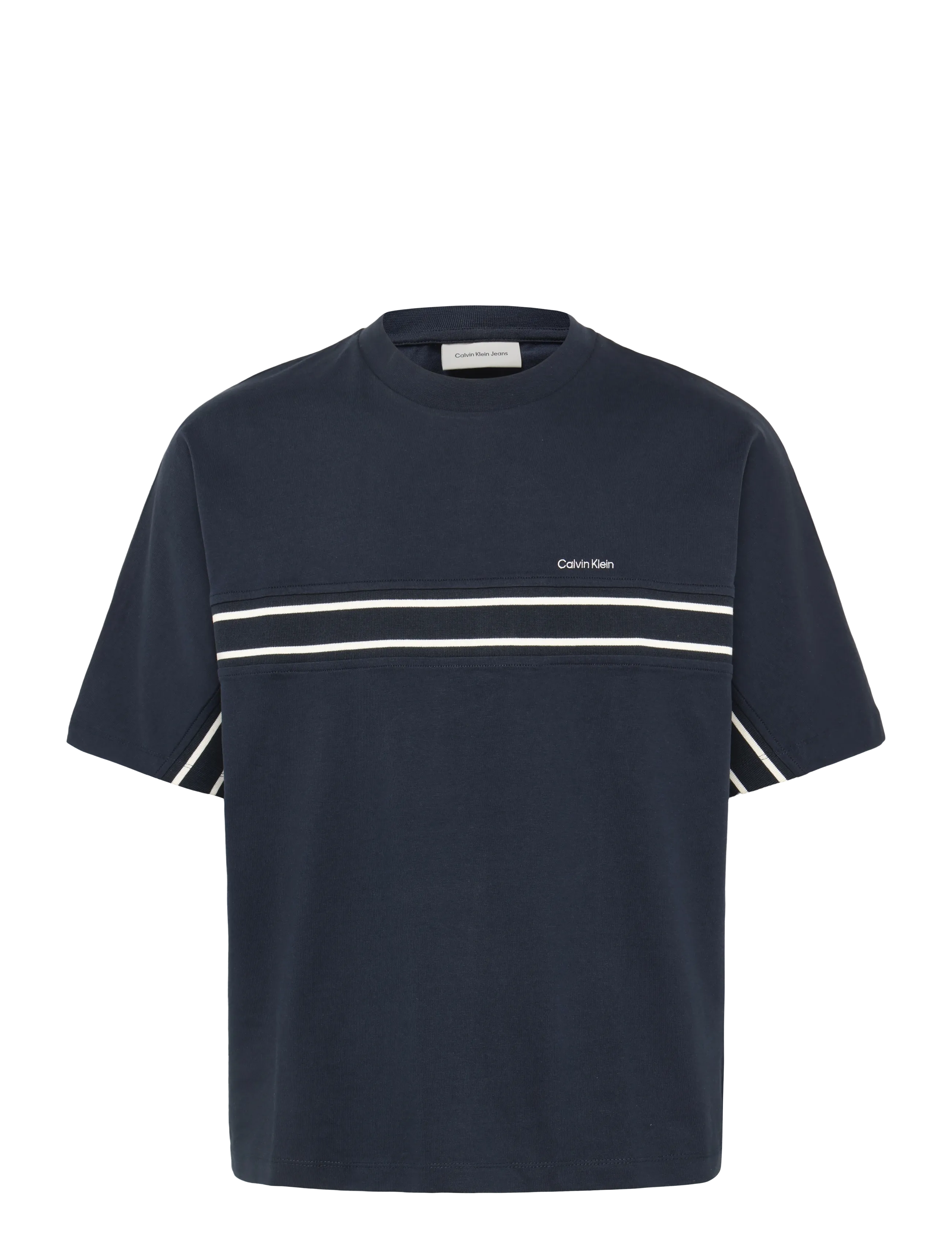 Calvin Klein SS 16S JERSEY LOGO JACQUARD TEE - Kortærmede T-shirts - DARK SAPPHIRE / navy