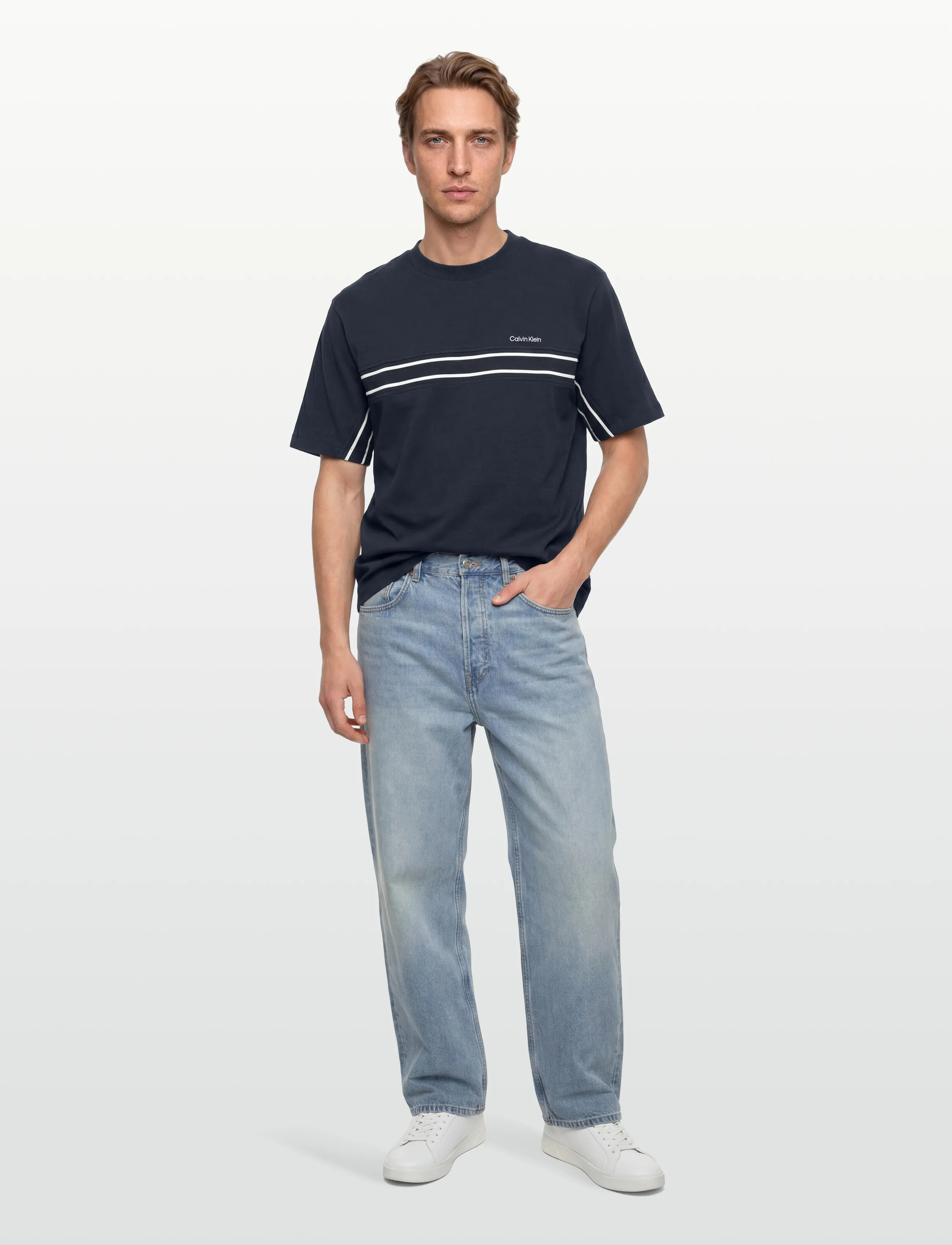 Calvin Klein SS 16S JERSEY LOGO JACQUARD TEE - Lühikeste varrukatega T-särgid - DARK SAPPHIRE / navy
