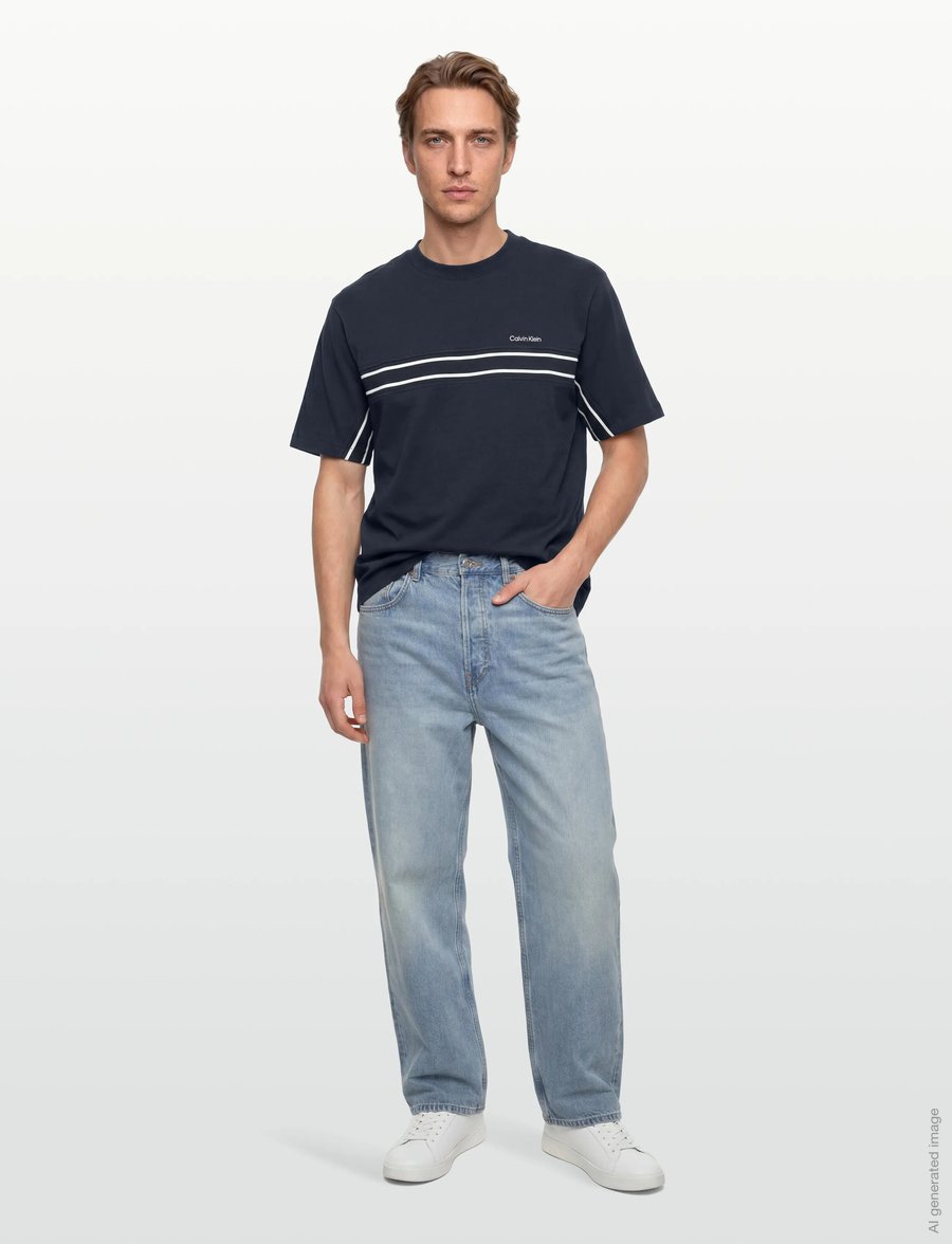 Calvin Klein - SS 16S JERSEY LOGO JACQUARD TEE - marškinėliai trumpomis rankovėmis - dark sapphire - 0