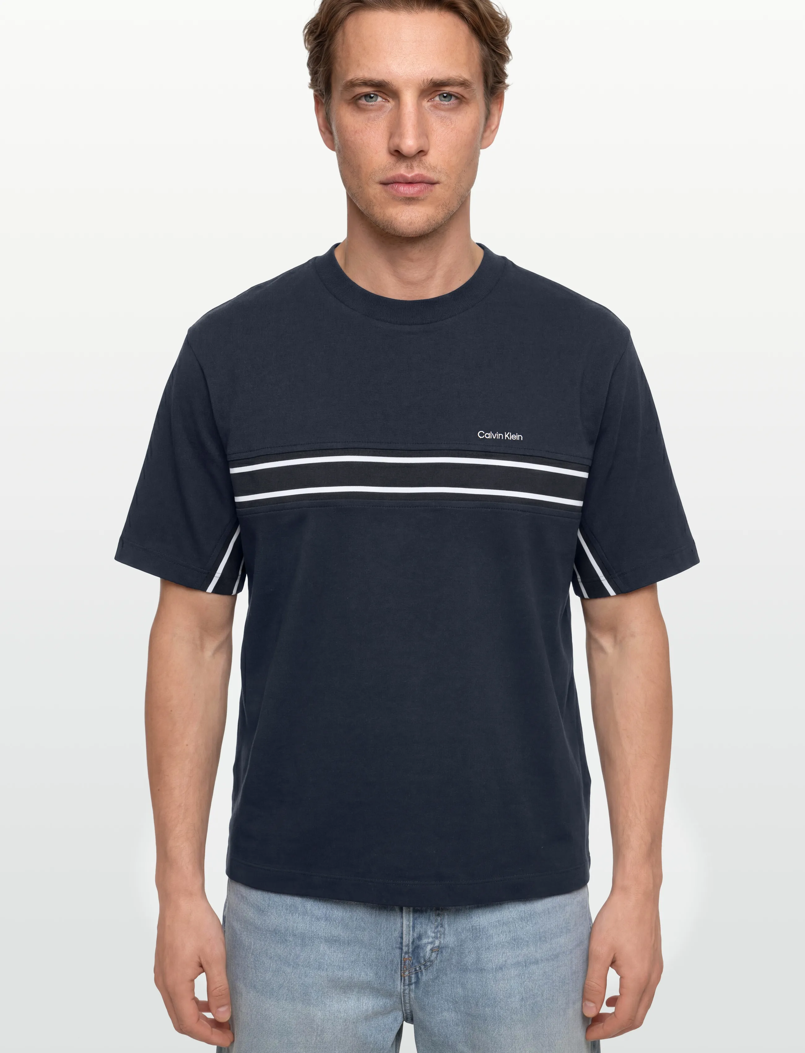 Calvin Klein - SS 16S JERSEY LOGO JACQUARD TEE - marškinėliai trumpomis rankovėmis - dark sapphire - 3