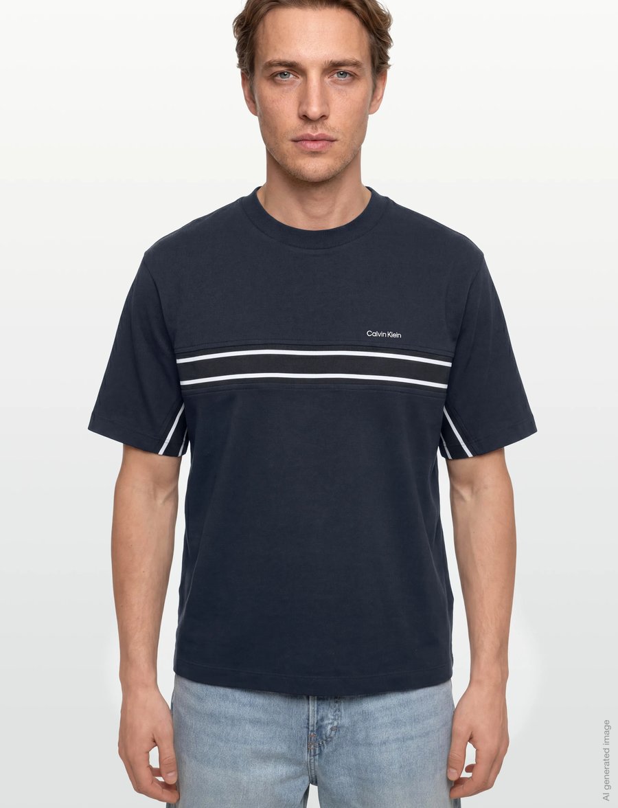 Calvin Klein - SS 16S JERSEY LOGO JACQUARD TEE - marškinėliai trumpomis rankovėmis - dark sapphire - 3