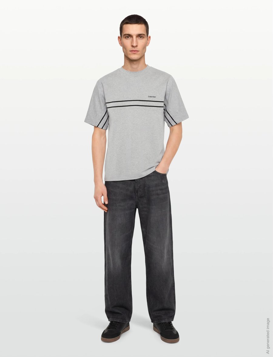 Calvin Klein - SS 16S JERSEY LOGO JACQUARD TEE - kurzärmelige t-shirts - heroic grey htr - 0