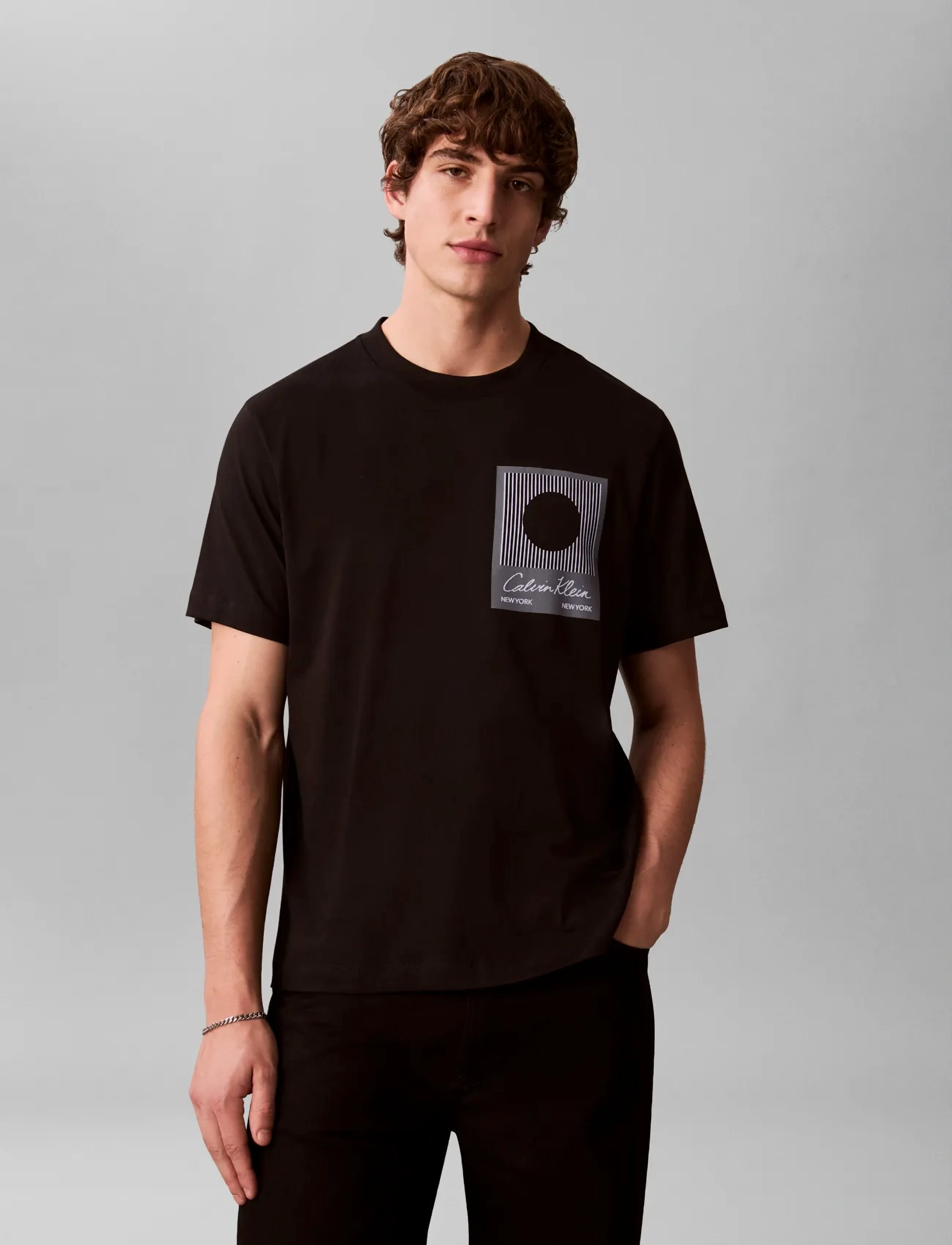 Calvin Klein Ss 20S Calvin Klein Matches Grap, Mænd, Grafisk T-Shirt, Sort, Str: S