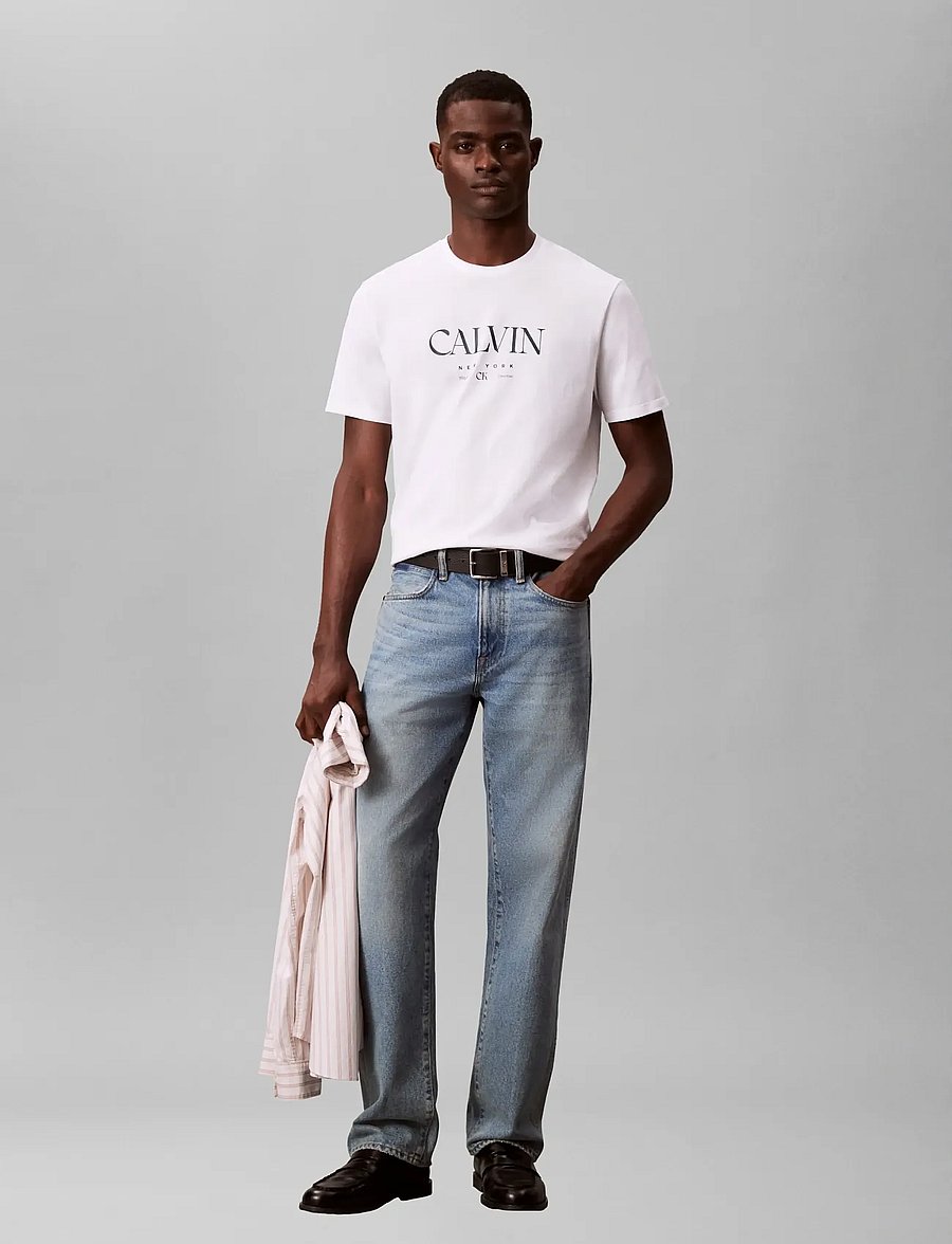 Calvin Klein - SS 20S LN CALVIN GRAPHIC TEE - kurzärmelige t-shirts - brilliant white - 5