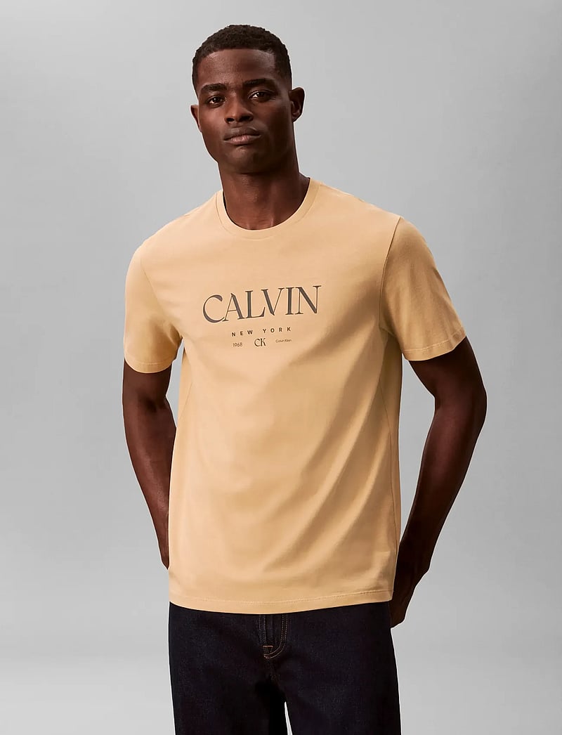 Calvin Klein - SS 20S LN CALVIN GRAPHIC TEE - kurzärmelig - dark barley - 2