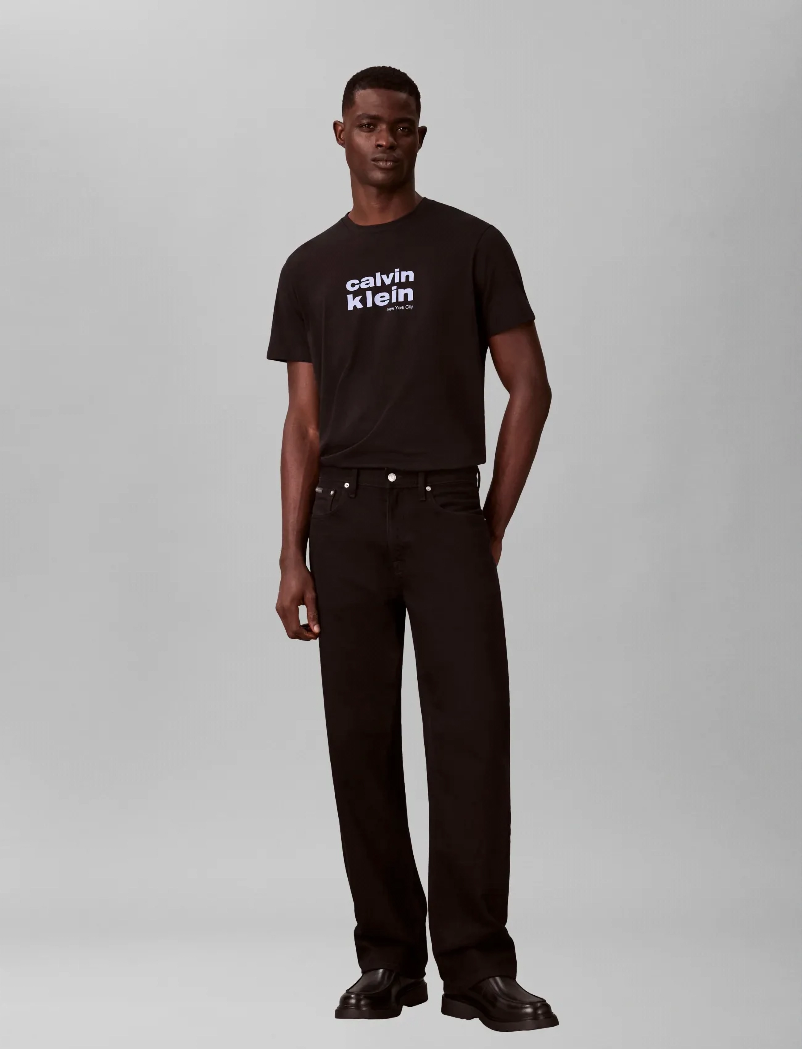 Calvin Klein SS 30S WHSL CKJ JERSEY GRAPHIC T - Kläder - BLACK / black