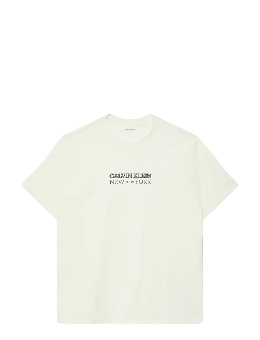 Calvin Klein - SS 20S WHSL SP CKLEIN NY GRAPHIC - kurzärmelige t-shirts - white greige - 1