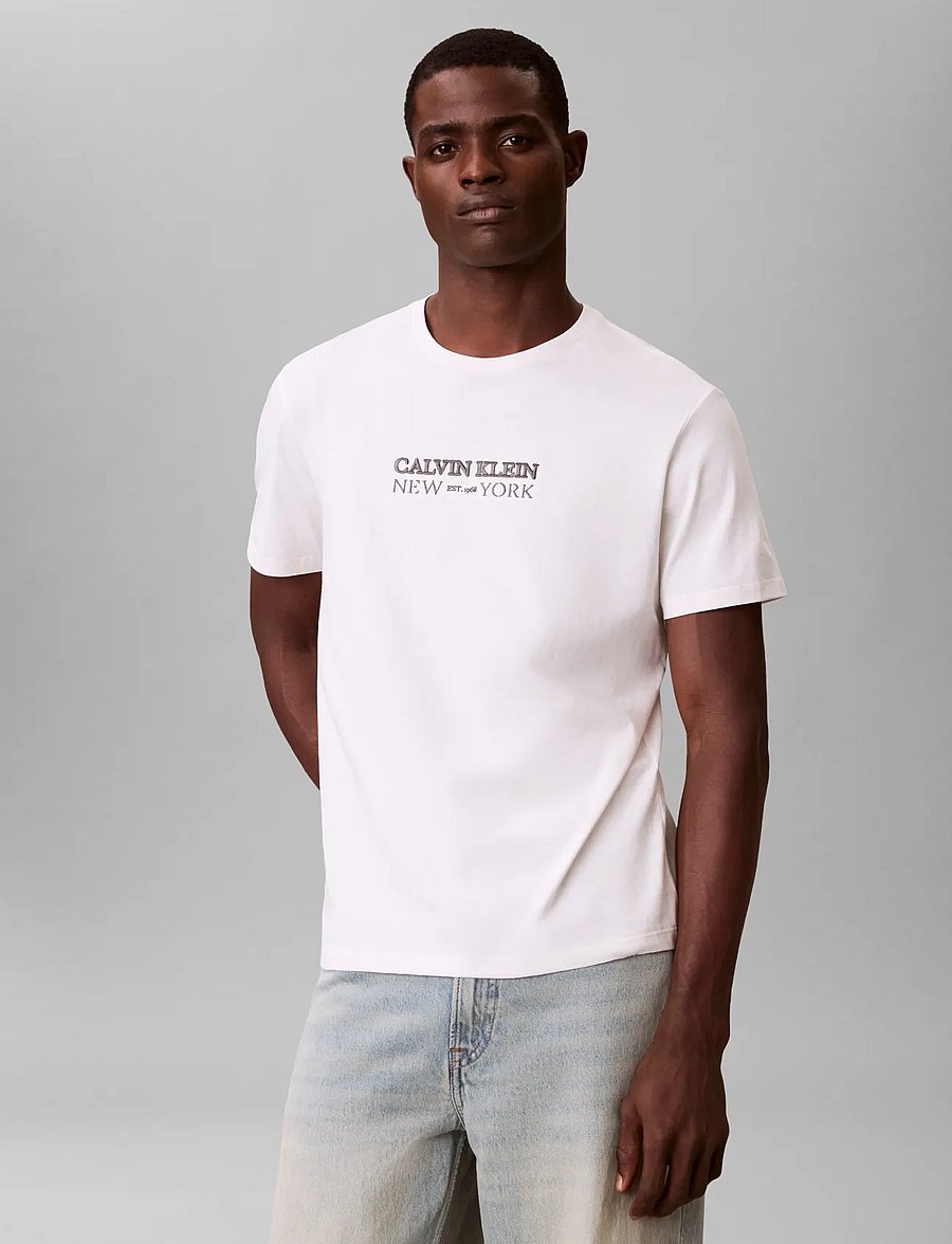 Calvin Klein - SS 20S WHSL SP CKLEIN NY GRAPHIC - kurzärmelige t-shirts - white greige - 3