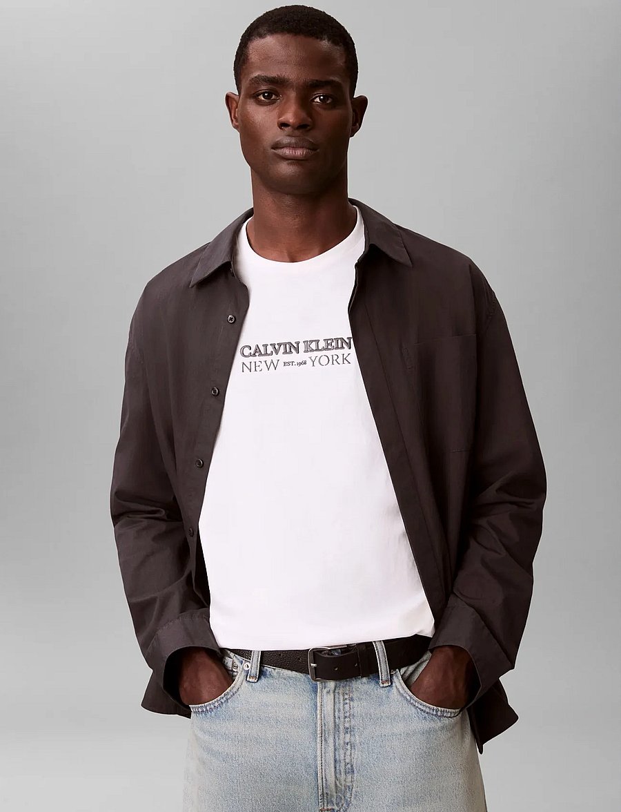 Calvin Klein - SS 20S WHSL SP CKLEIN NY GRAPHIC - kurzärmelige t-shirts - white greige - 5