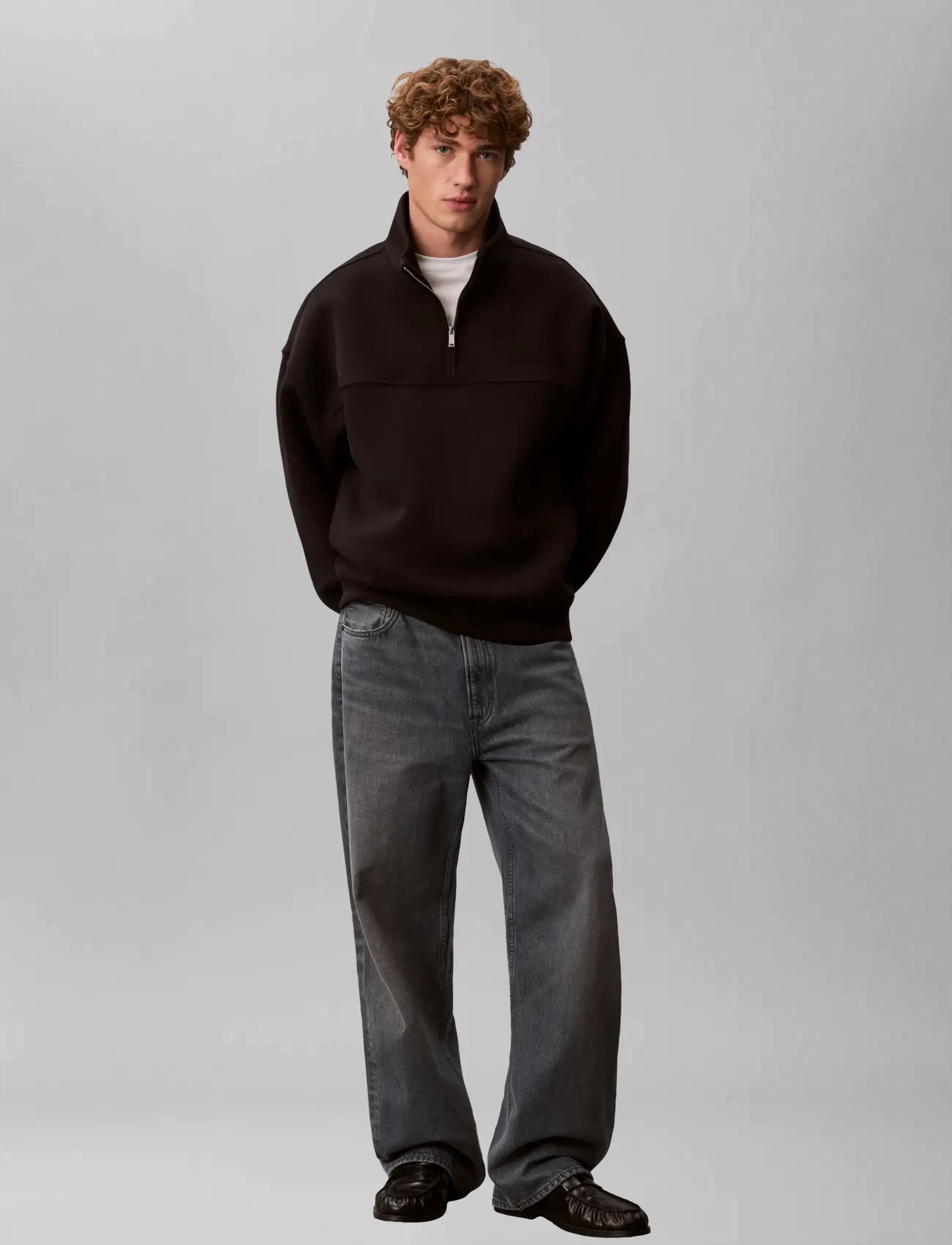 Calvin Klein LS SPACER MOCK NECK QTR ZIP - Sweatshirts - BLACK / black