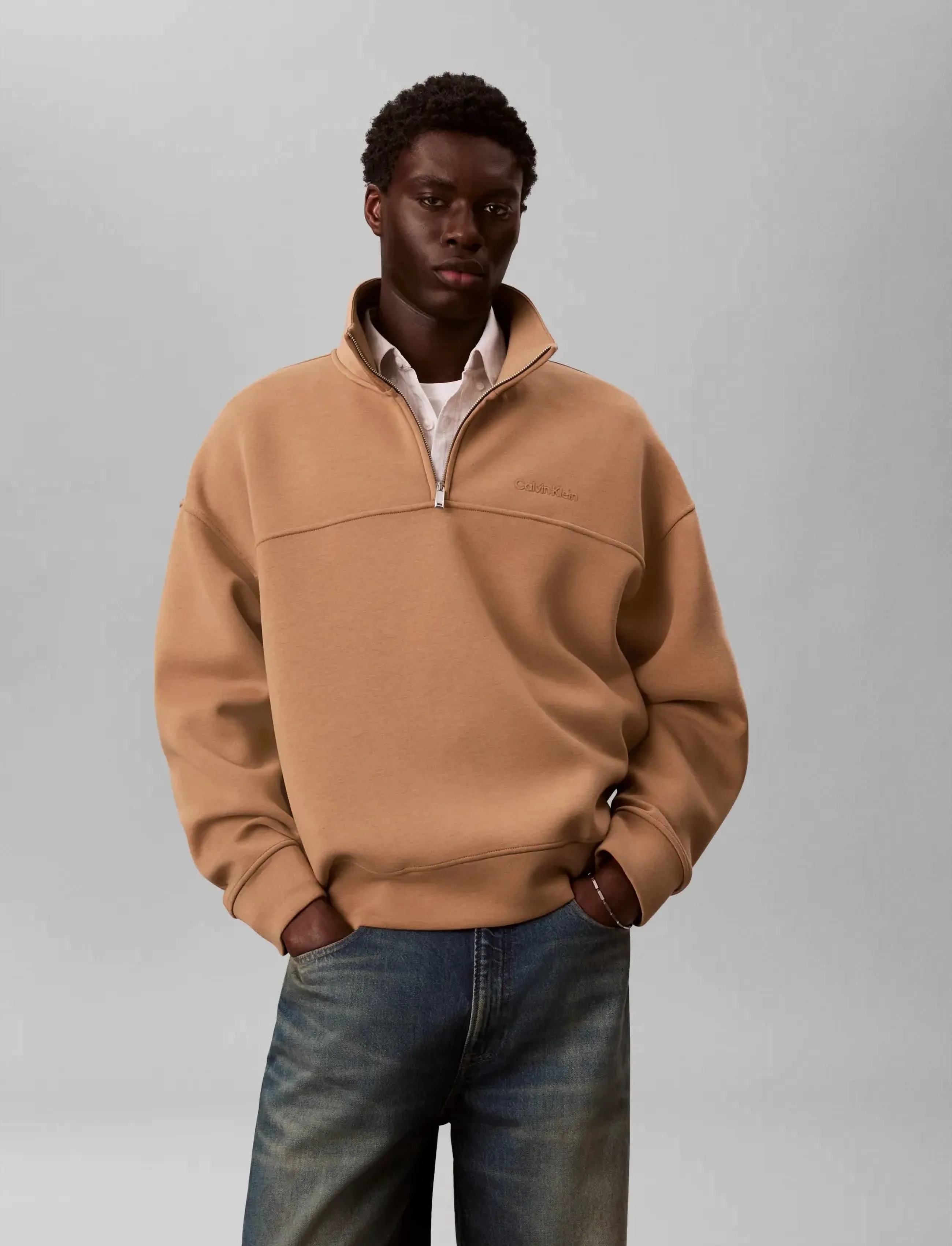 Calvin Klein - LS SPACER MOCK NECK QTR ZIP - osta olukorra järgi - tigers eye - 3
