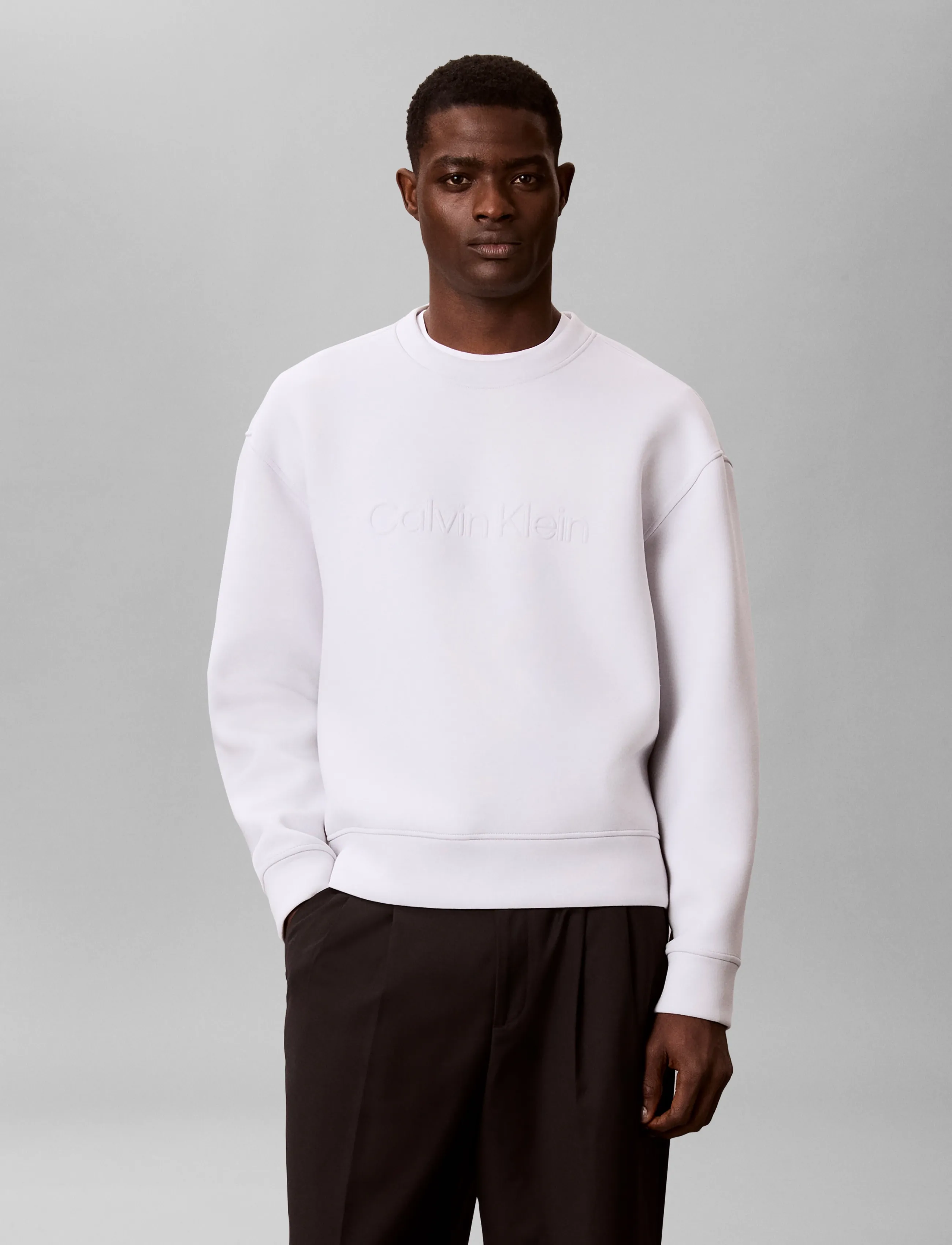 Calvin Klein SPACER CREWNECK SWEATSHIRT - Sweatshirts - MARBLE GRAY / grey