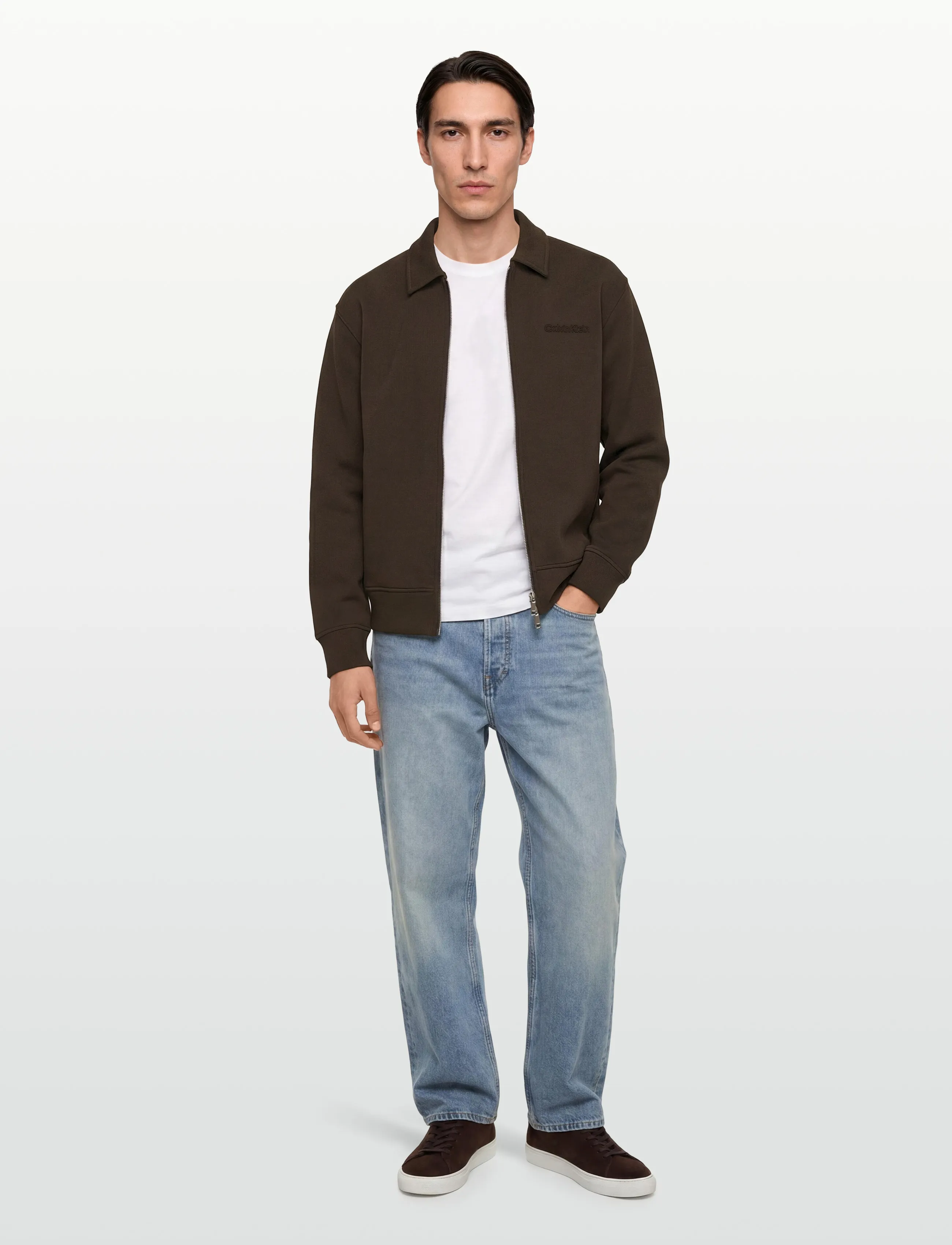 Calvin Klein Ls Cooling Spacer Fz Shirt Jacke, XL, Brown, Jakker > Lette Jakker, Herre