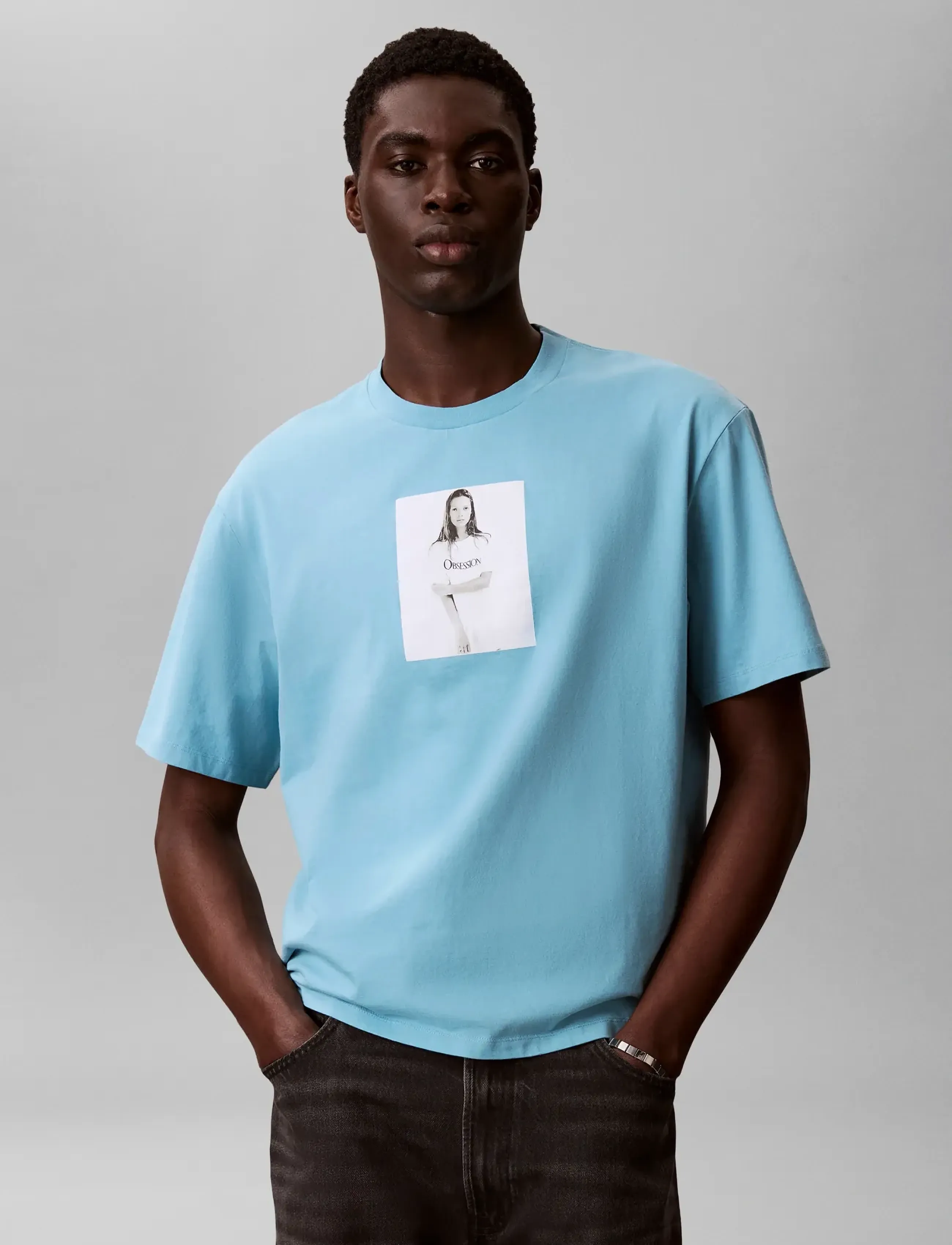 Calvin Klein OBSESSION RELAXED TEE - Kläder - STILLWATER / blue