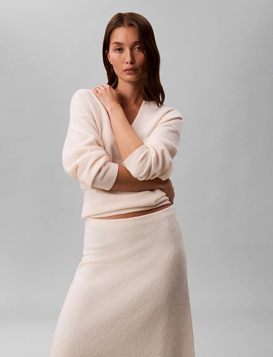 Calvin Klein - BOILED WOOL MIDI SKIRT - midi kjolar - white greige - 3
