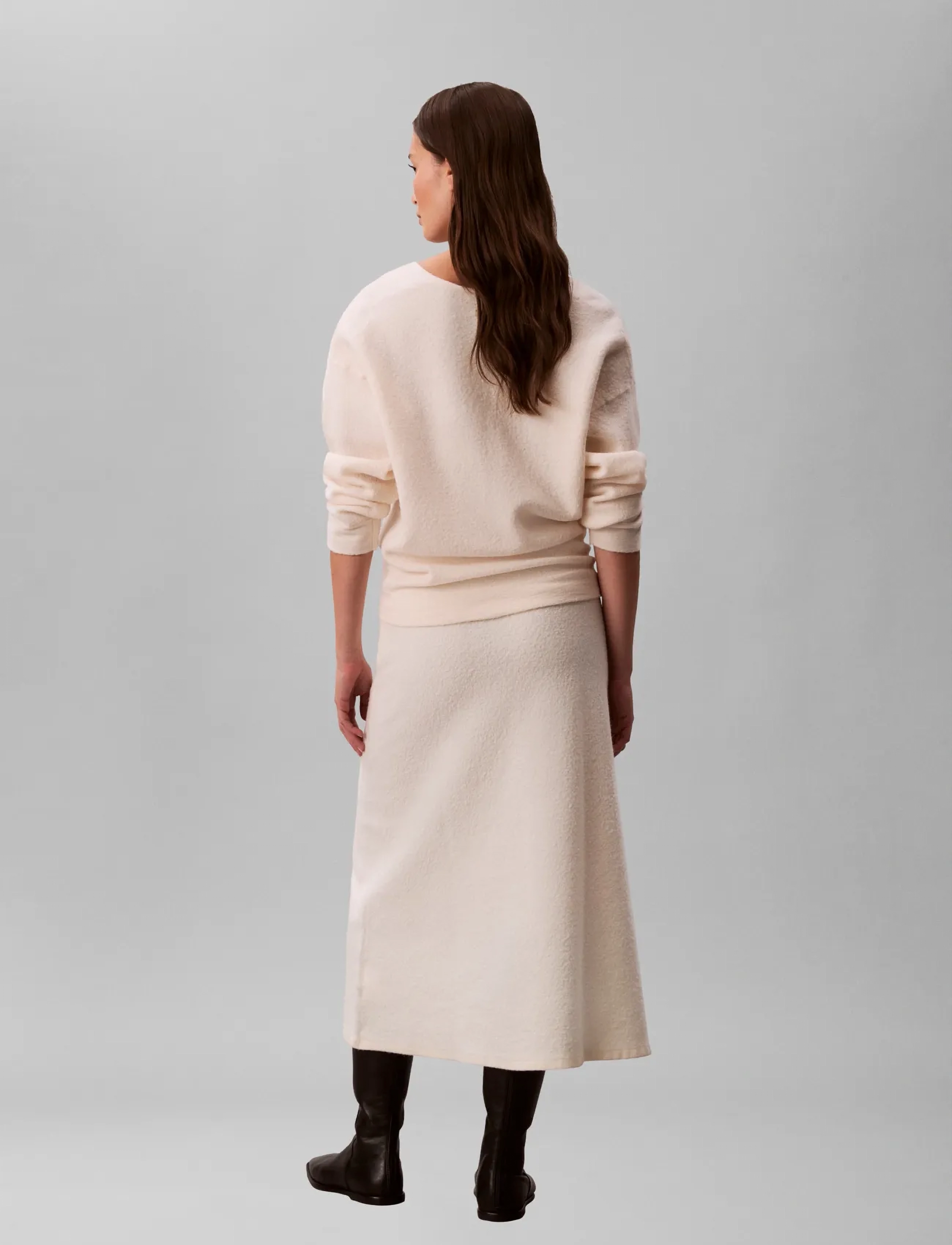 Calvin Klein - BOILED WOOL MIDI SKIRT - midi nederdele - white greige - 4