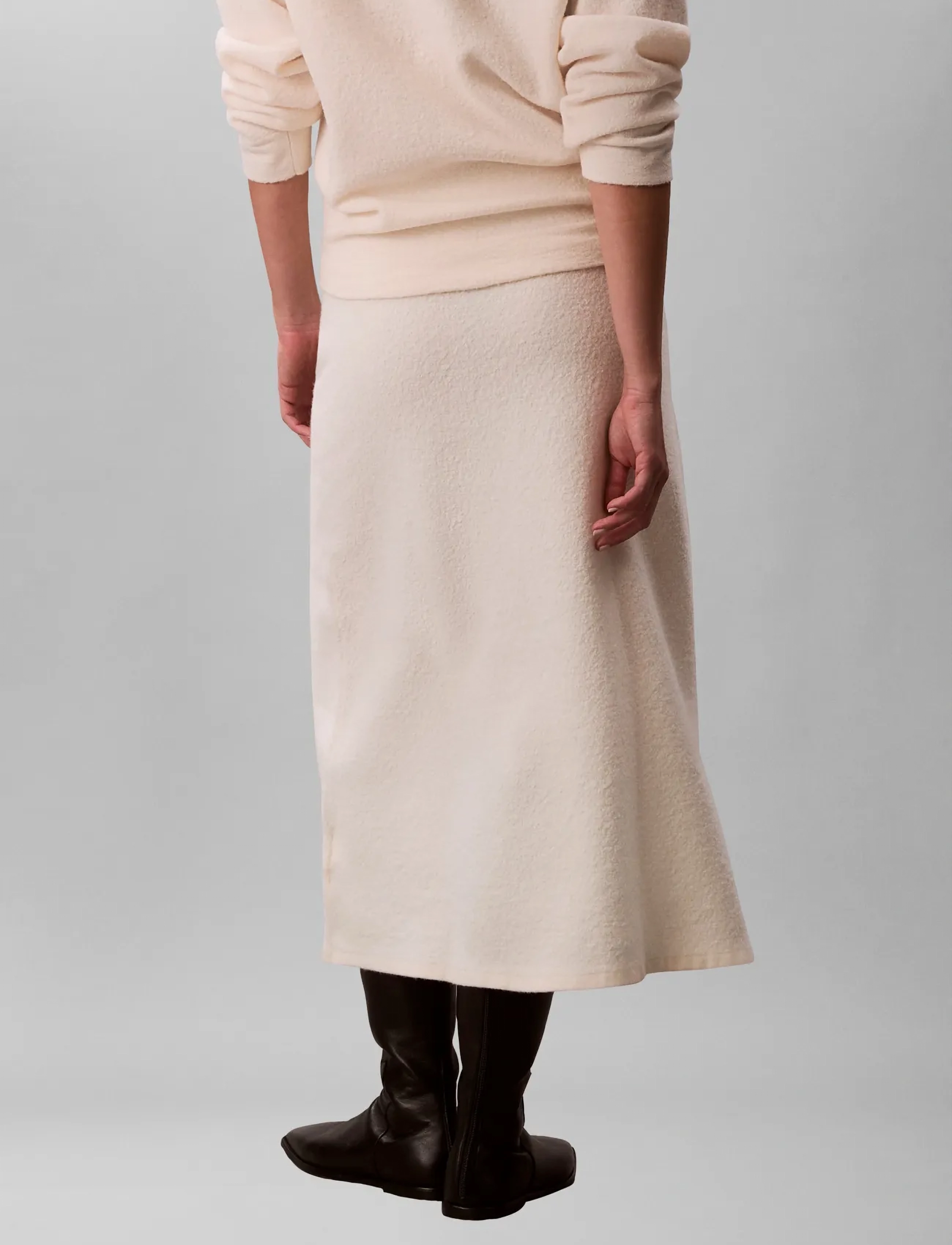 Calvin Klein - BOILED WOOL MIDI SKIRT - midi nederdele - white greige - 5