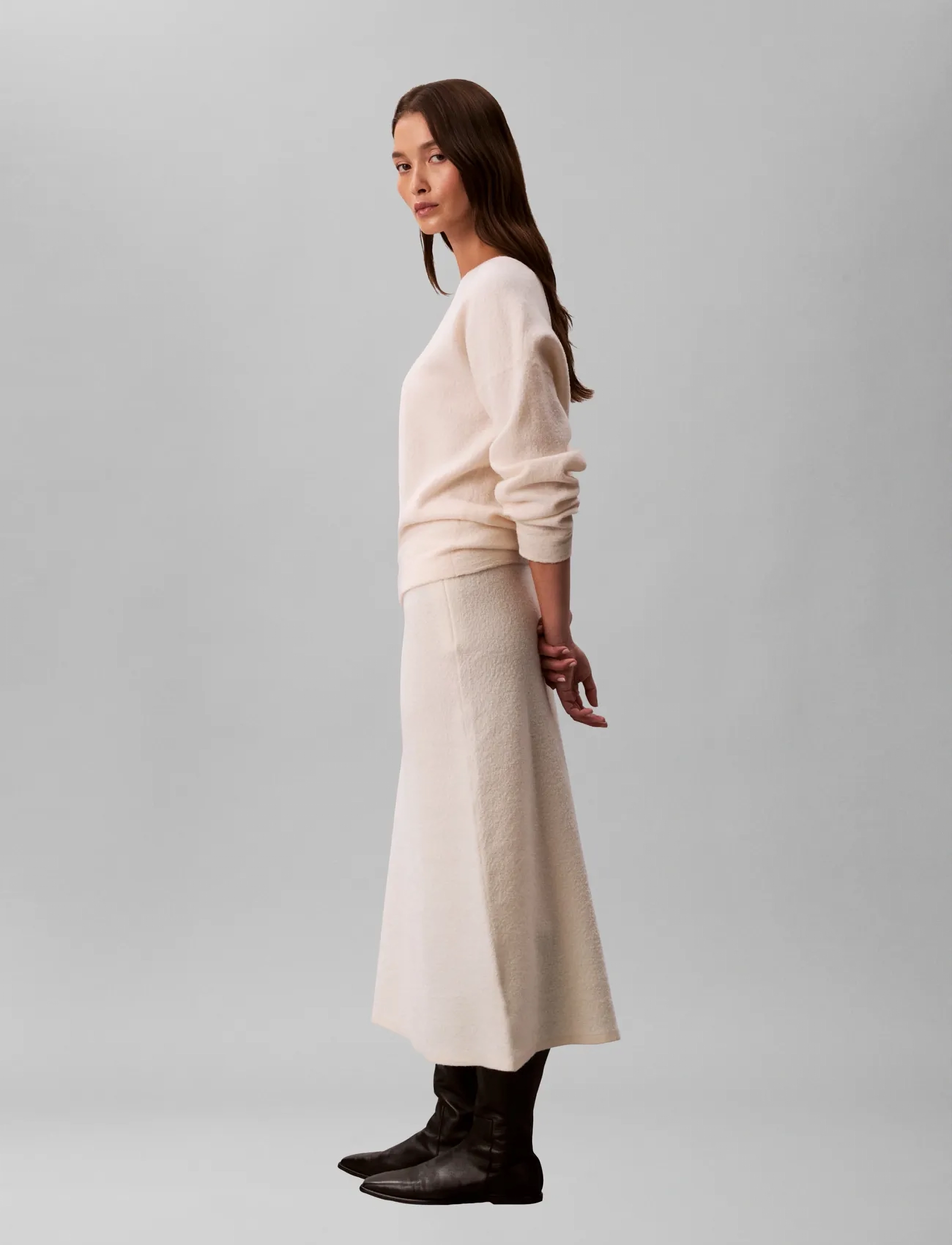 Calvin Klein Boiled Wool Midi Skirt midikjolar dam – bild 5
