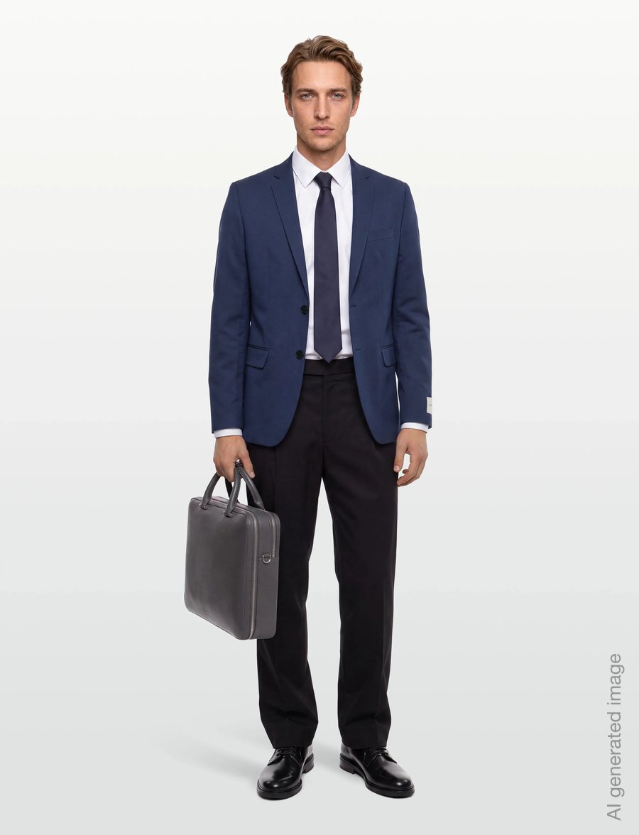 Calvin Klein - LS LINEN BLEND SLIM BLAZER - single breasted blazers - blue nights - 0