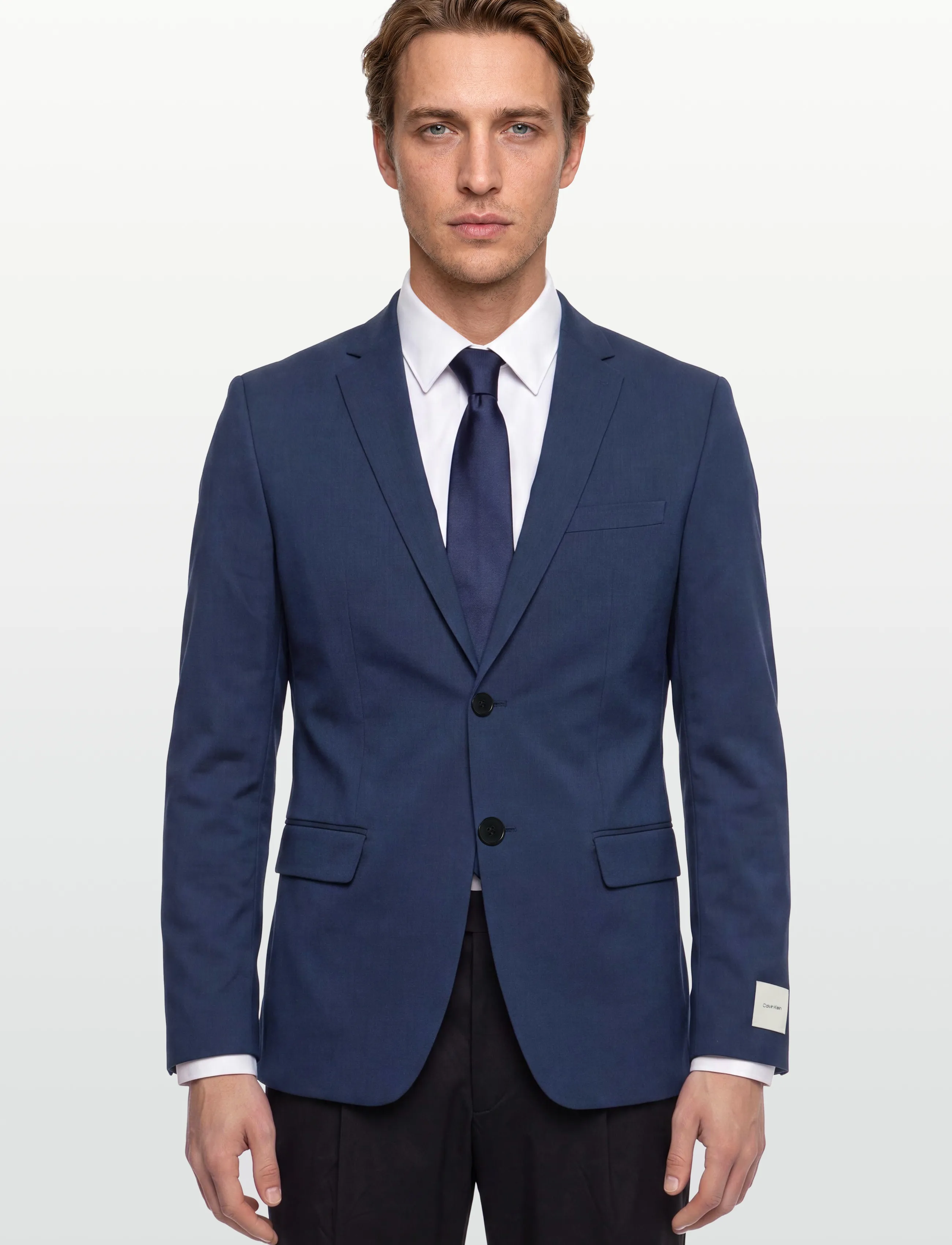 Calvin Klein - LS LINEN BLEND SLIM BLAZER - Ühe rinnatisega pintsakud - blue nights - 3