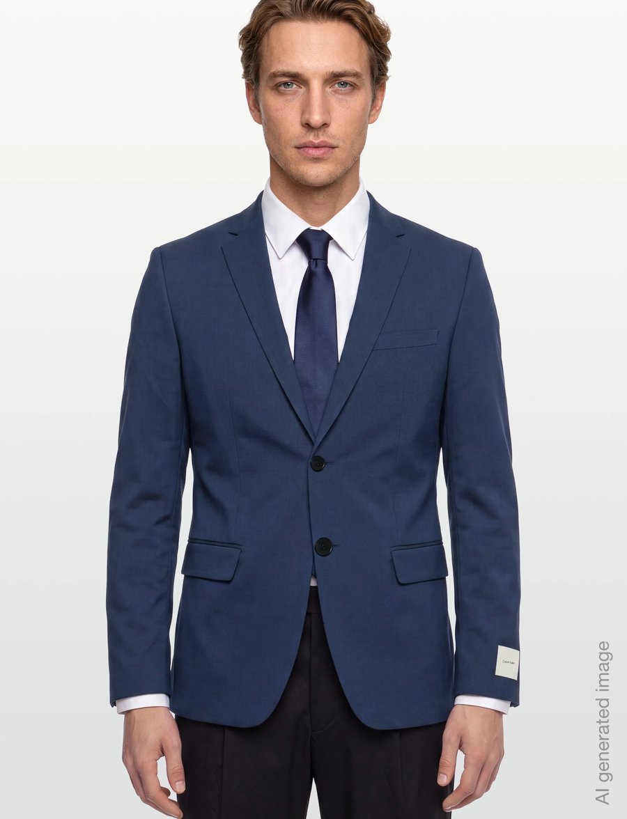 Calvin Klein - LS LINEN BLEND SLIM BLAZER - single breasted blazers - blue nights - 3