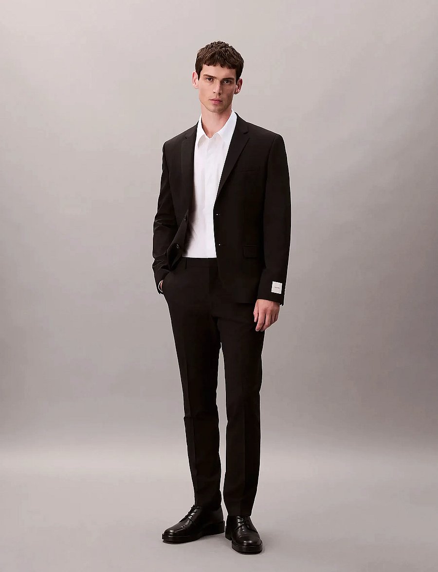 Calvin Klein - LS ITALIAN WL BLEND SLIM BLAZER - enkeltradede blazere - black - 0