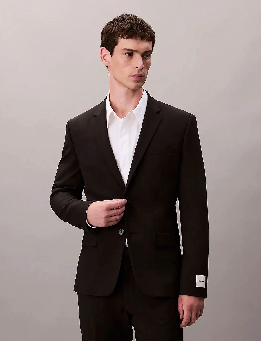 Calvin Klein - LS ITALIAN WL BLEND SLIM BLAZER - enkeltradede blazere - black - 4
