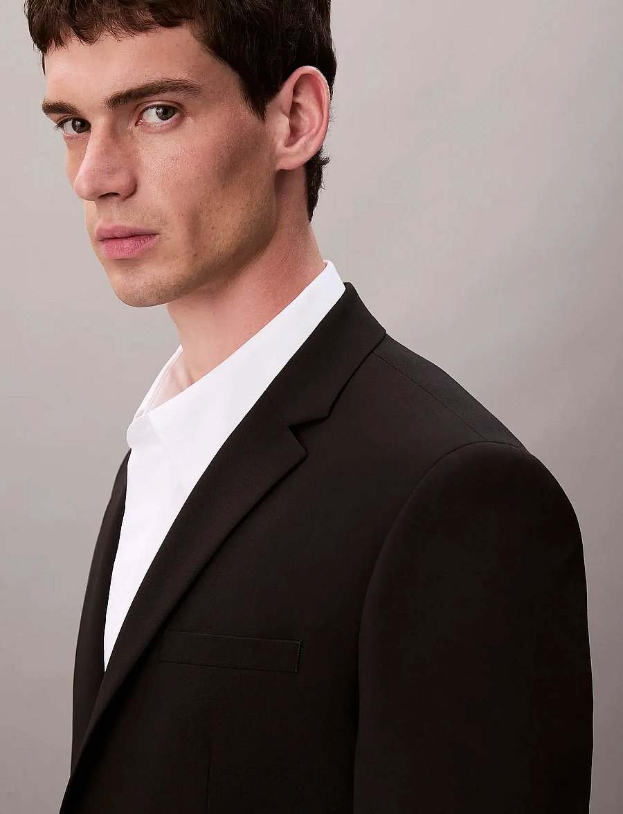 Calvin Klein - LS ITALIAN WL BLEND SLIM BLAZER - enkeltradede blazere - black - 5