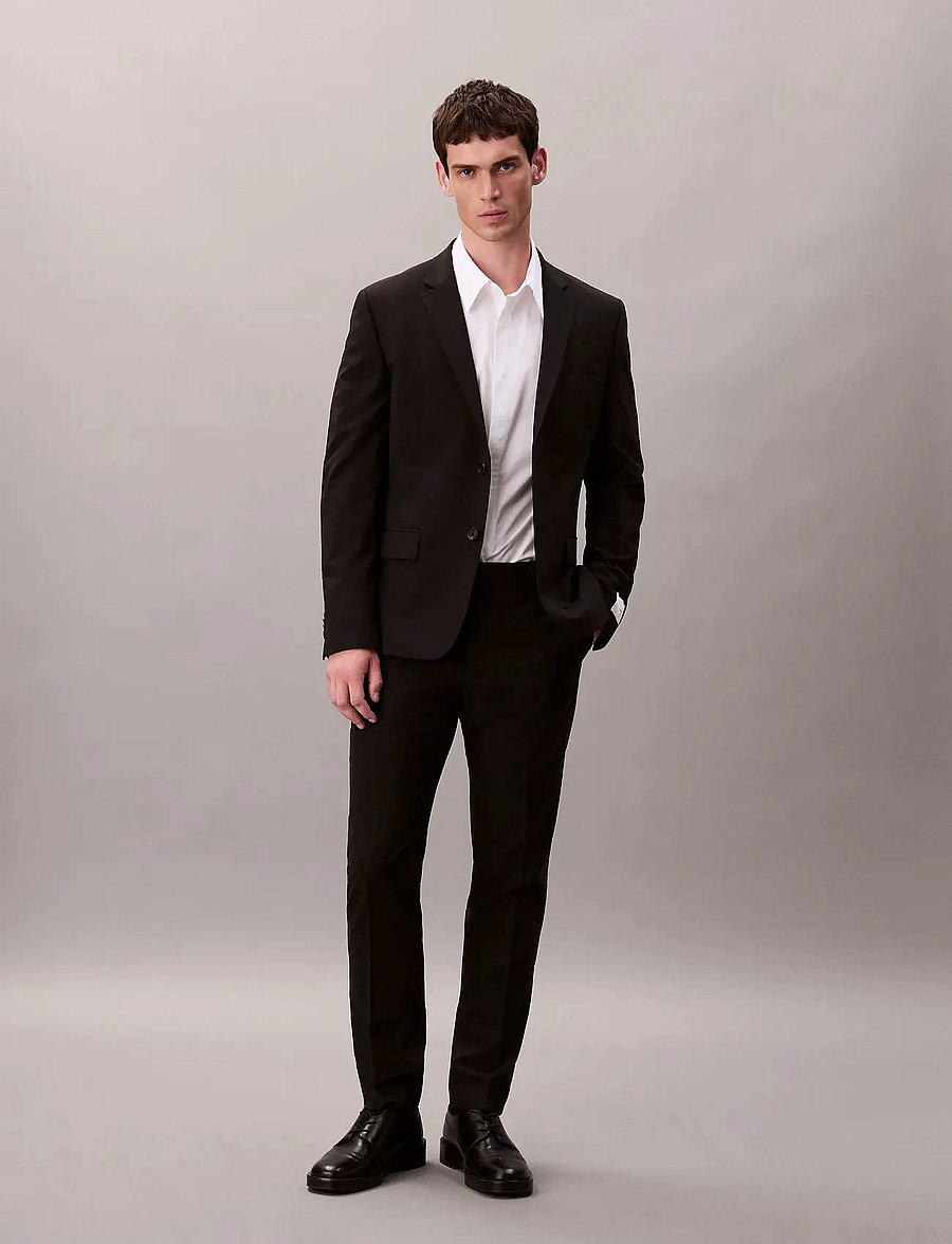 Calvin Klein - ITALIAN WOOL BLEND SLIM TROUSER - anzugshosen - black - 0