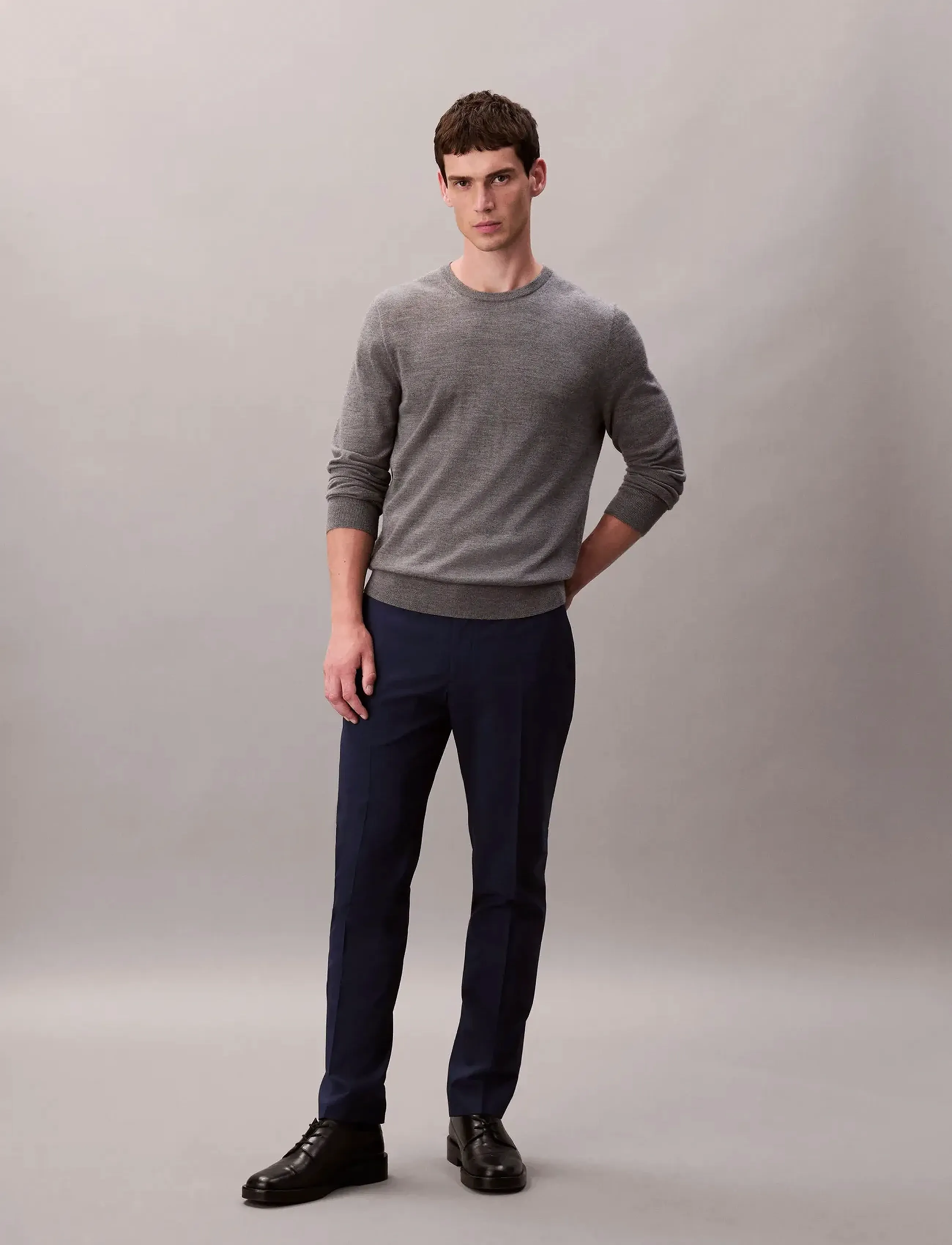 Calvin Klein Italian Wool Blend Slim Trouser, 54, Trousers, Marineblau - Formal, Männerswear