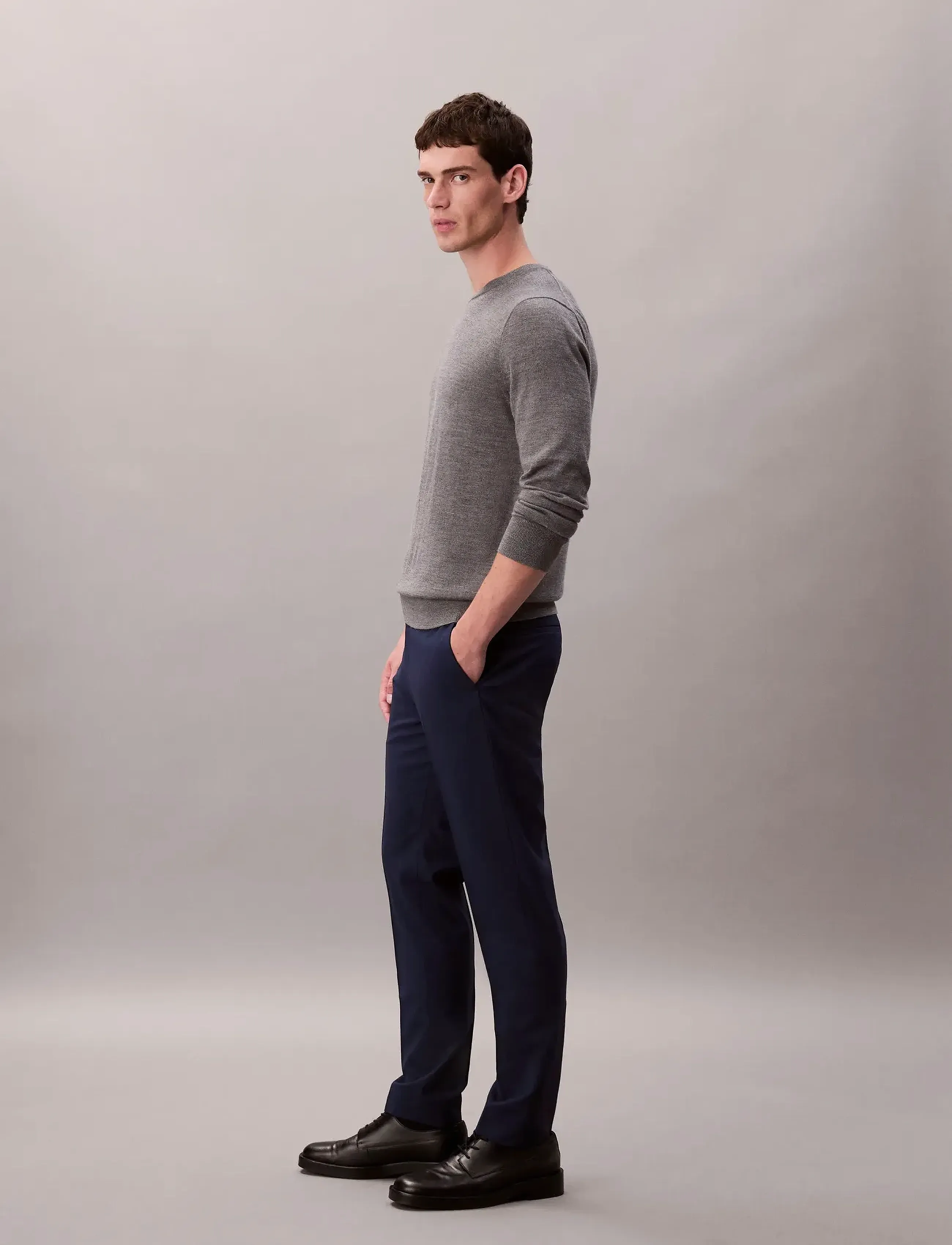 Calvin Klein - ITALIAN WOOL BLEND SLIM TROUSER - kostymbyxor - ink - 3