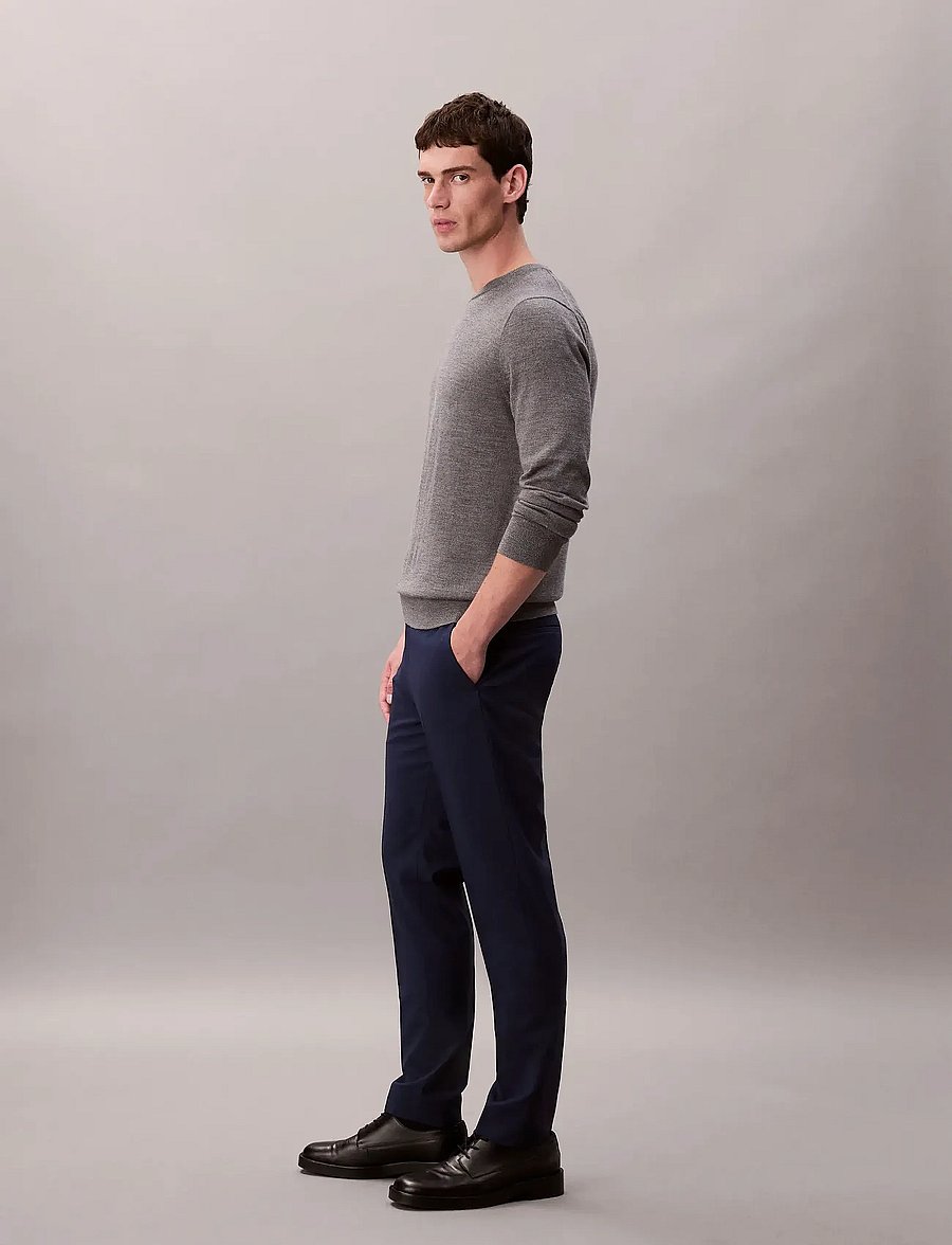 Calvin Klein - ITALIAN WOOL BLEND SLIM TROUSER - anzugshosen - ink - 3