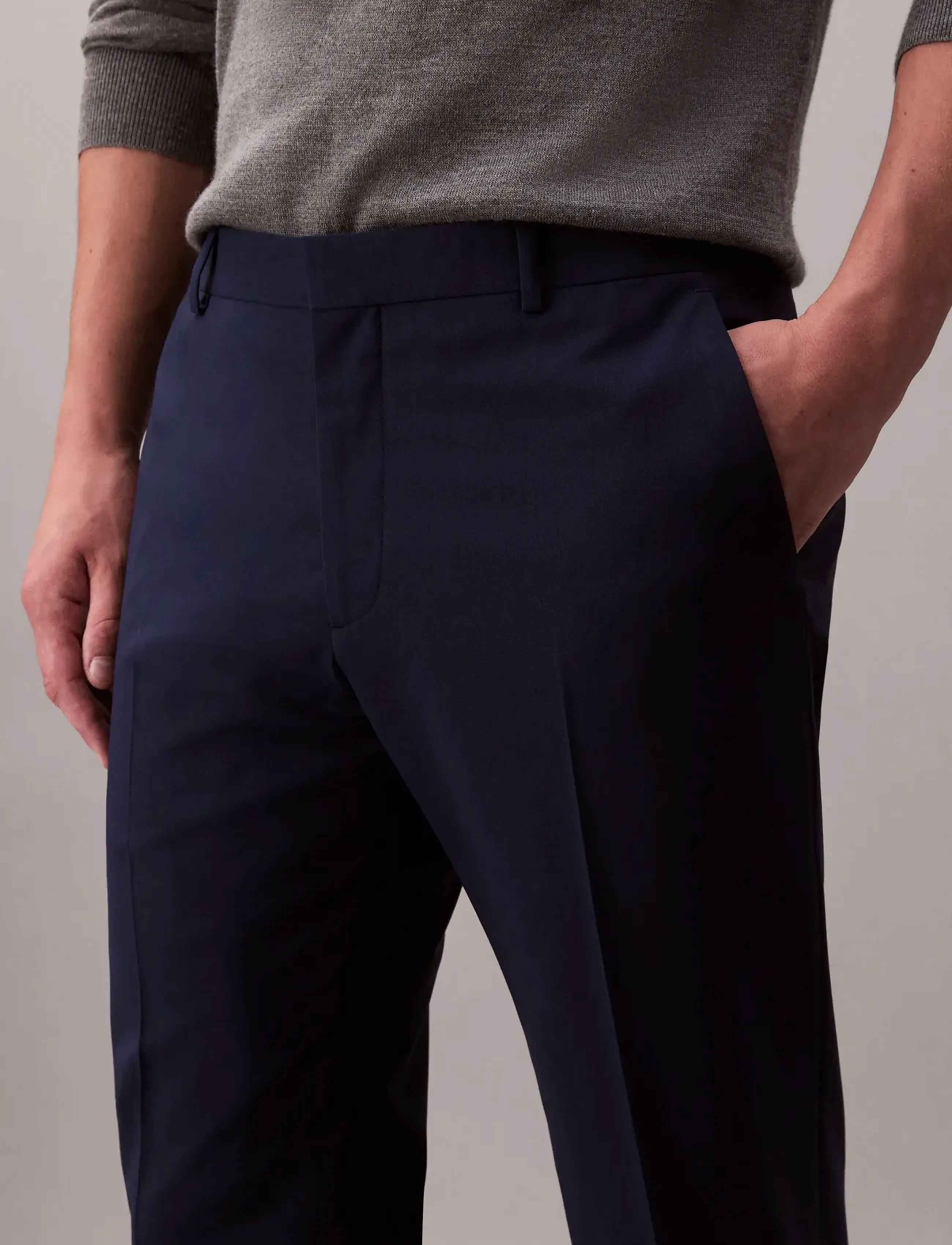 Calvin Klein - ITALIAN WOOL BLEND SLIM TROUSER - kostymbyxor - ink - 4