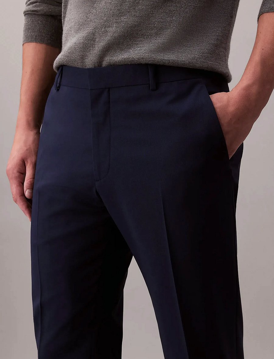 Calvin Klein - ITALIAN WOOL BLEND SLIM TROUSER - anzugshosen - ink - 4