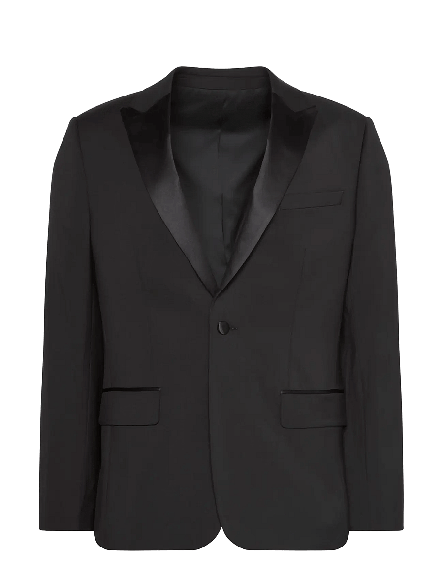 Calvin Klein - LS TUXEDO ITALIAN WL SLM BLZR - single breasted blazers - black - 1