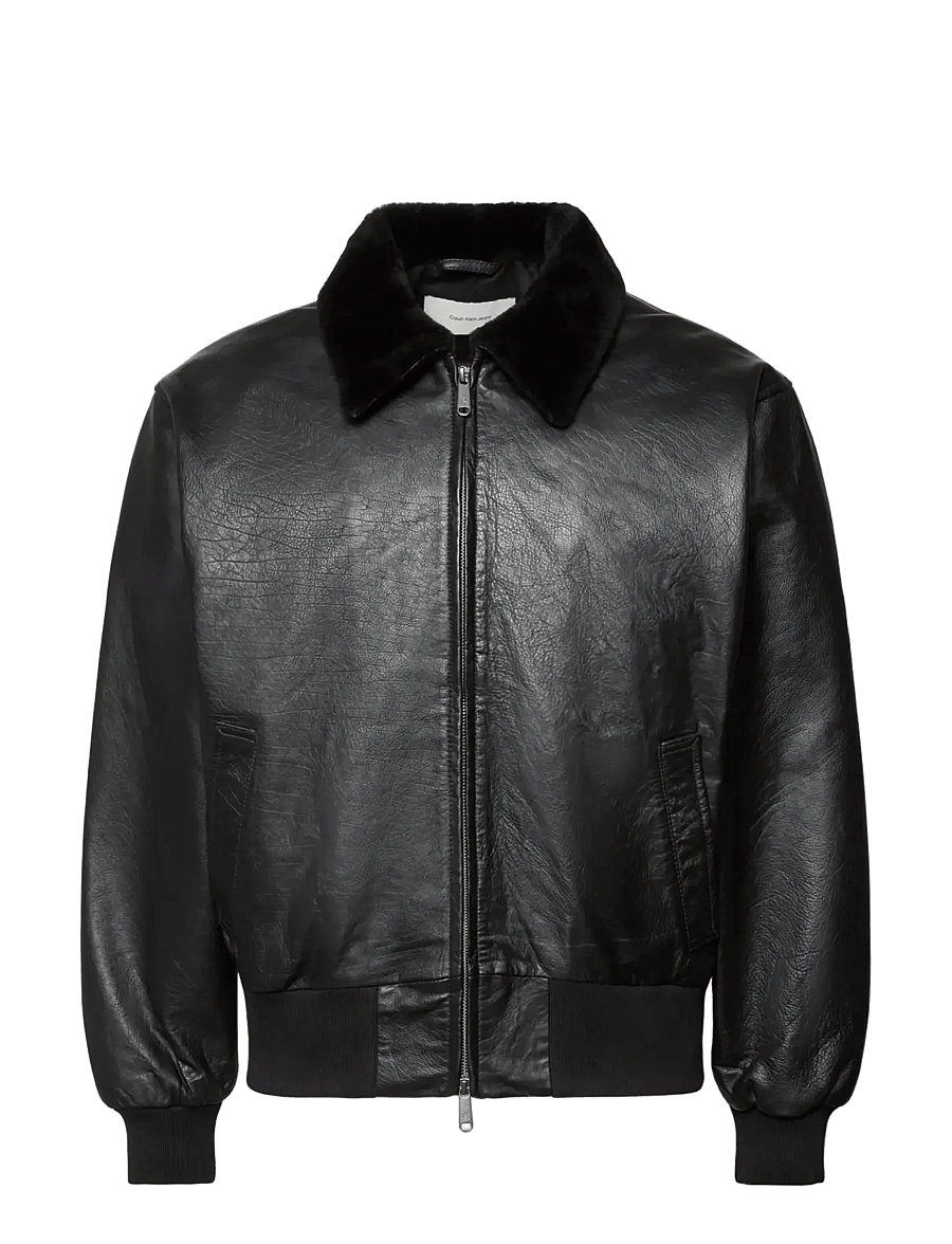 Calvin Klein - LS LEATHER BOMBER W/ SHEARLING C - frühlingsjacken - black - 1