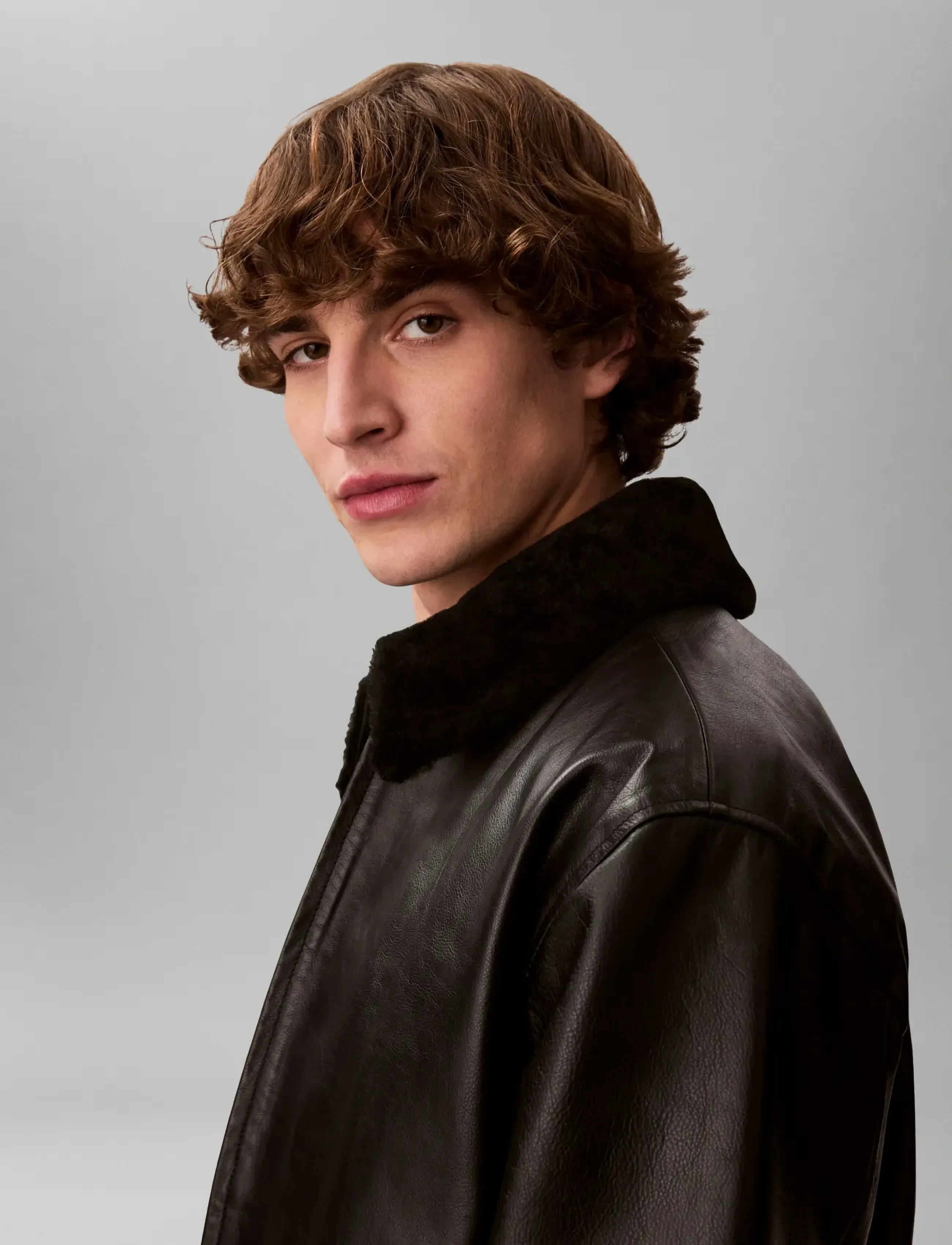 Calvin Klein - LS LEATHER BOMBER W/ SHEARLING C - spring jackets - black - 4