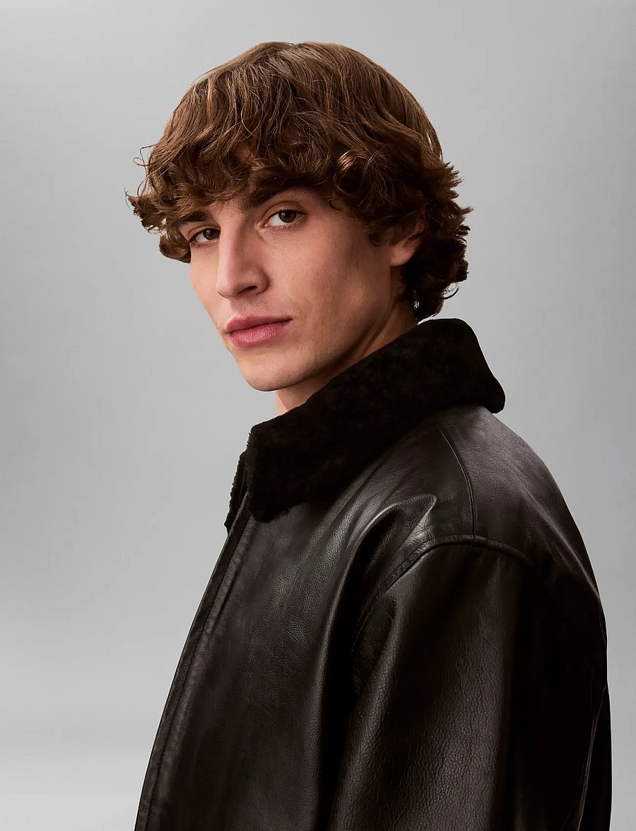 Calvin Klein - LS LEATHER BOMBER W/ SHEARLING C - frühlingsjacken - black - 4
