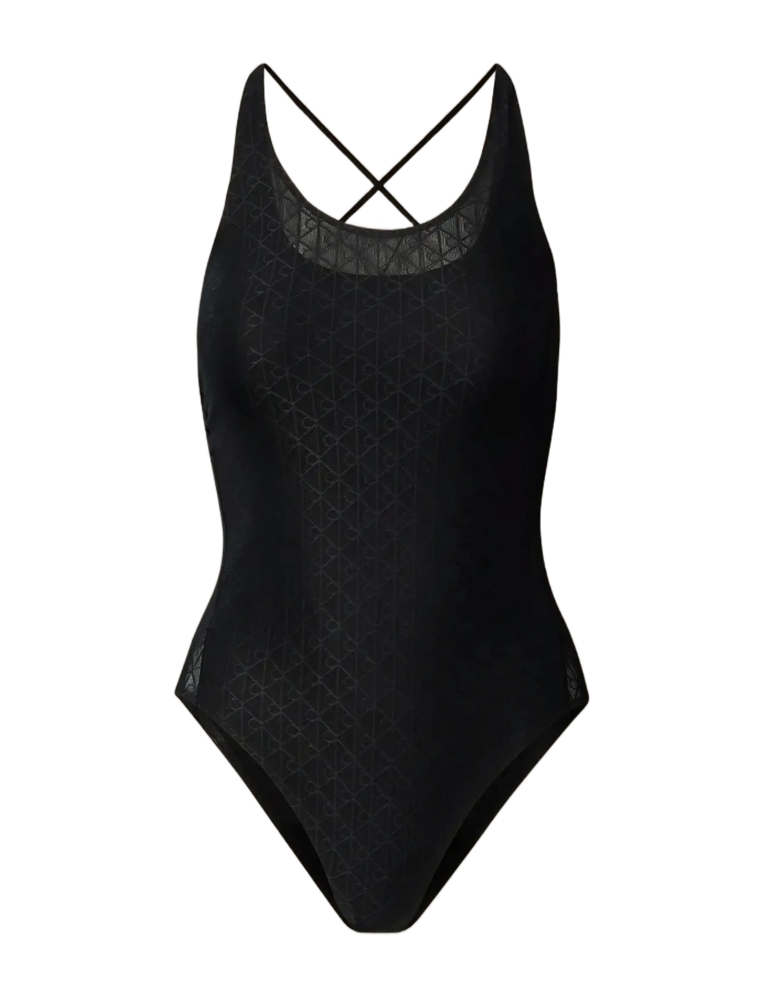 MONOGRAM MESH BODYSUIT - BLACK