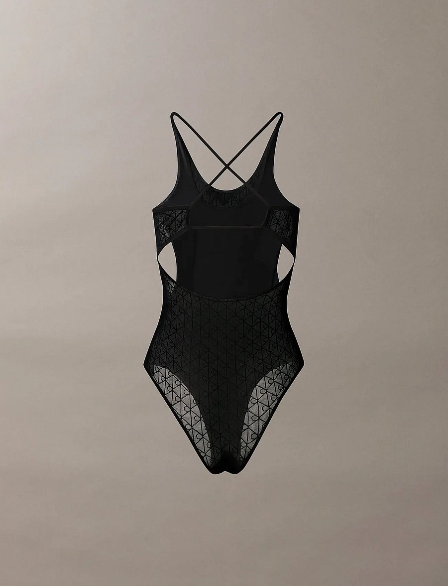 Calvin Klein - MONOGRAM MESH BODYSUIT - særlige begivenheder - black - 0
