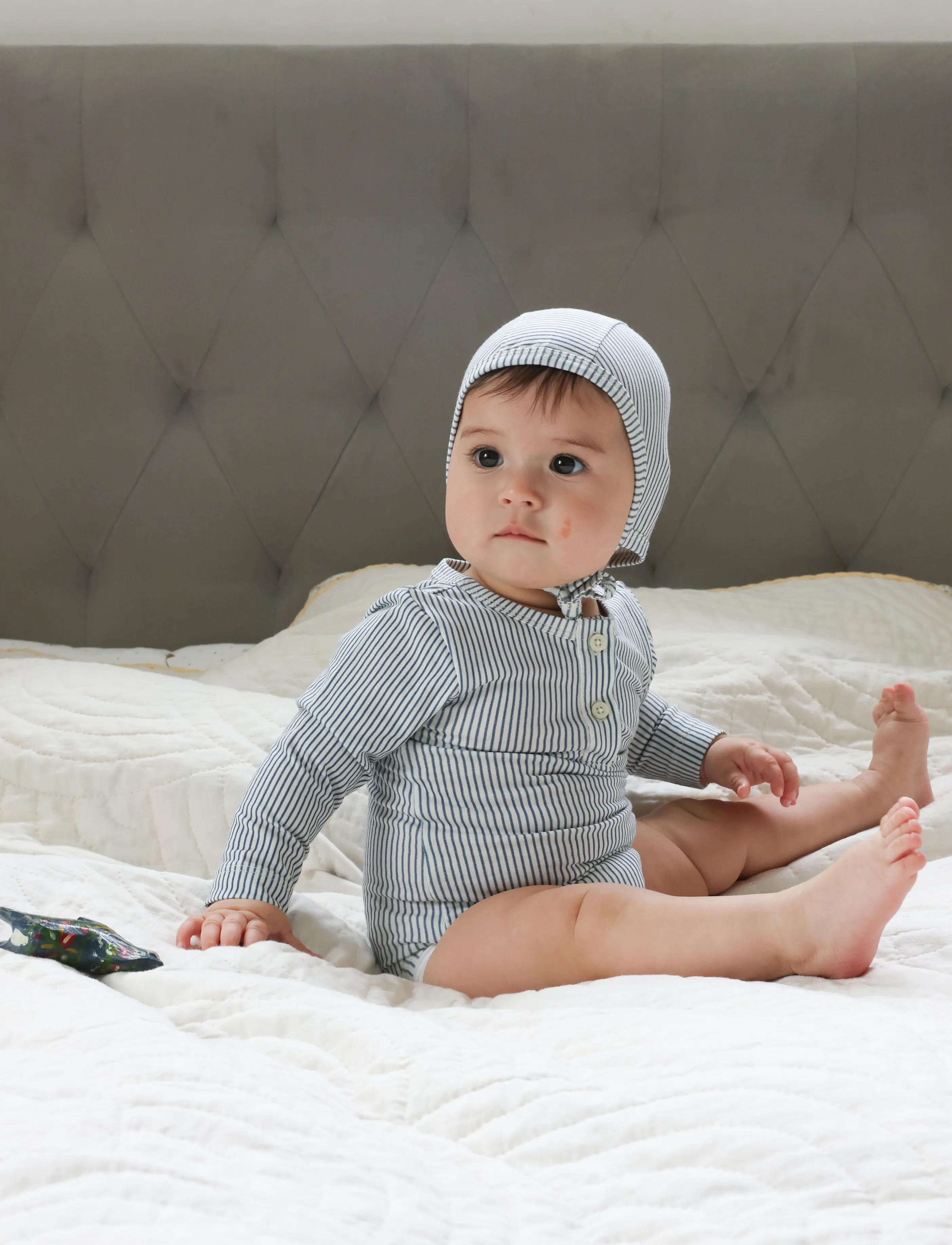 Cam Cam Copenhagen Baby Bonnet, 3-6M, Blue, Huer > Babyhuer, Børn